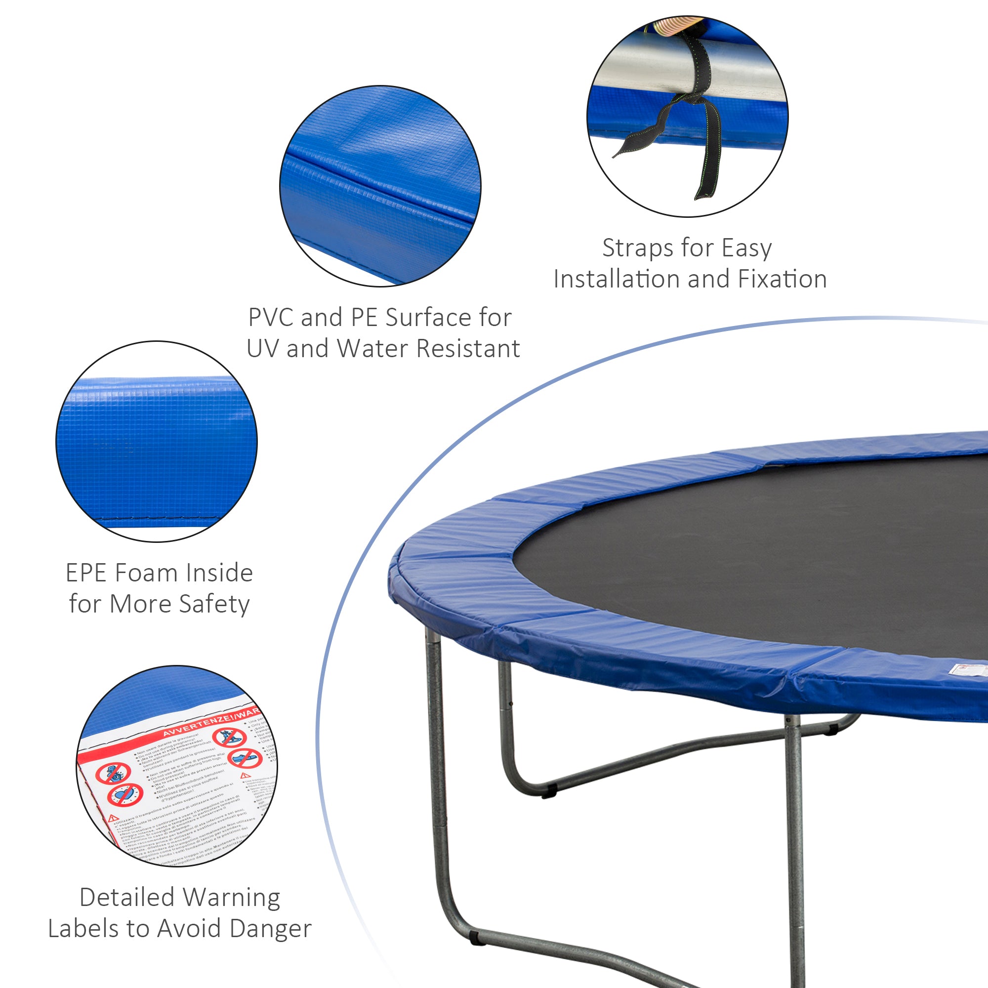 HOMCOM 13FT Trampoline Pad, Φ396cm Trampoline Accessories Surround Safety Pad Foam Pading Pads Replcement Spare New Multi-Color
