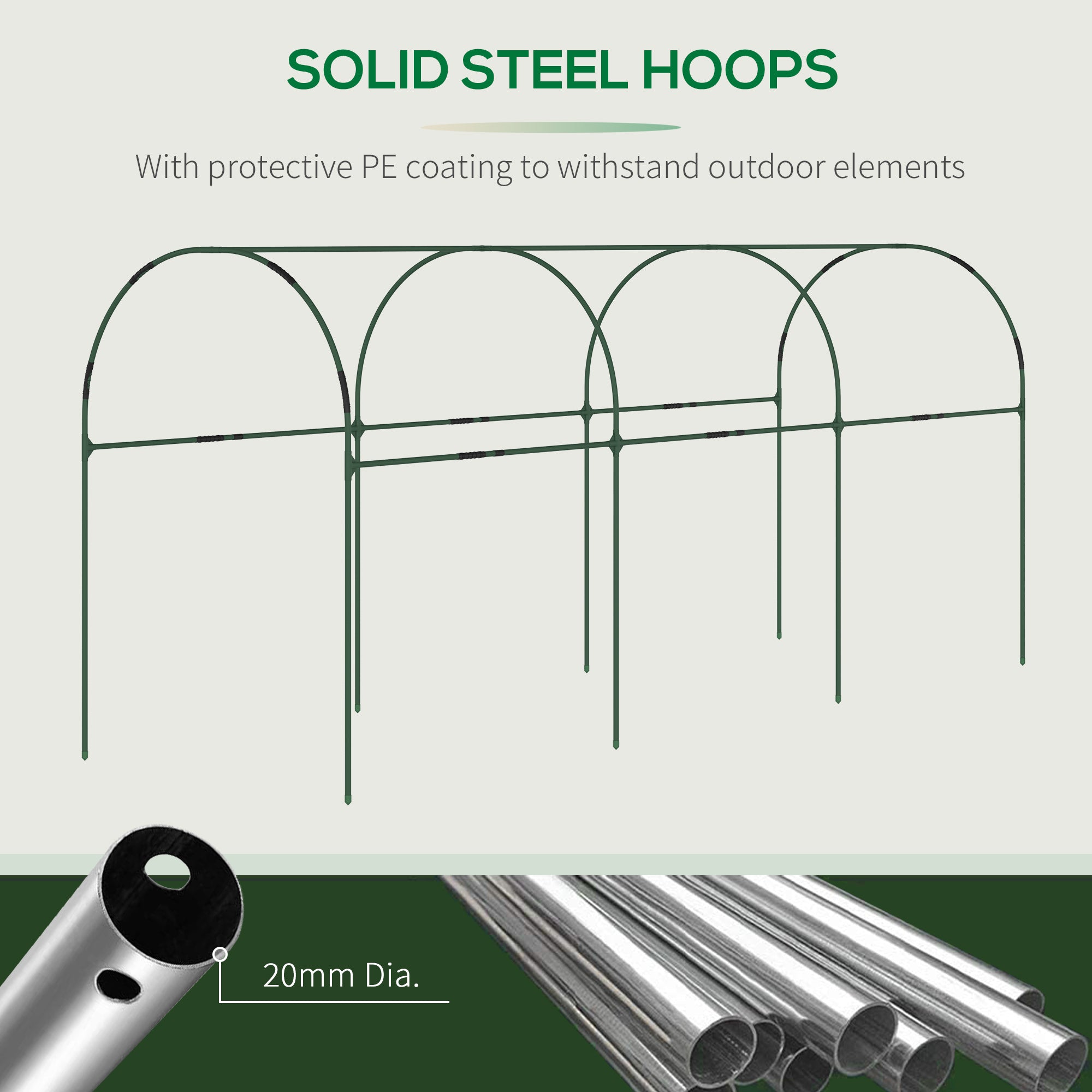 Outsunny Tunnel Tomato Greenhouse with 4 Hoops and Top Tap, Pointed Bottom and Guy Ropes, Clear - North Peak Garden Furniture