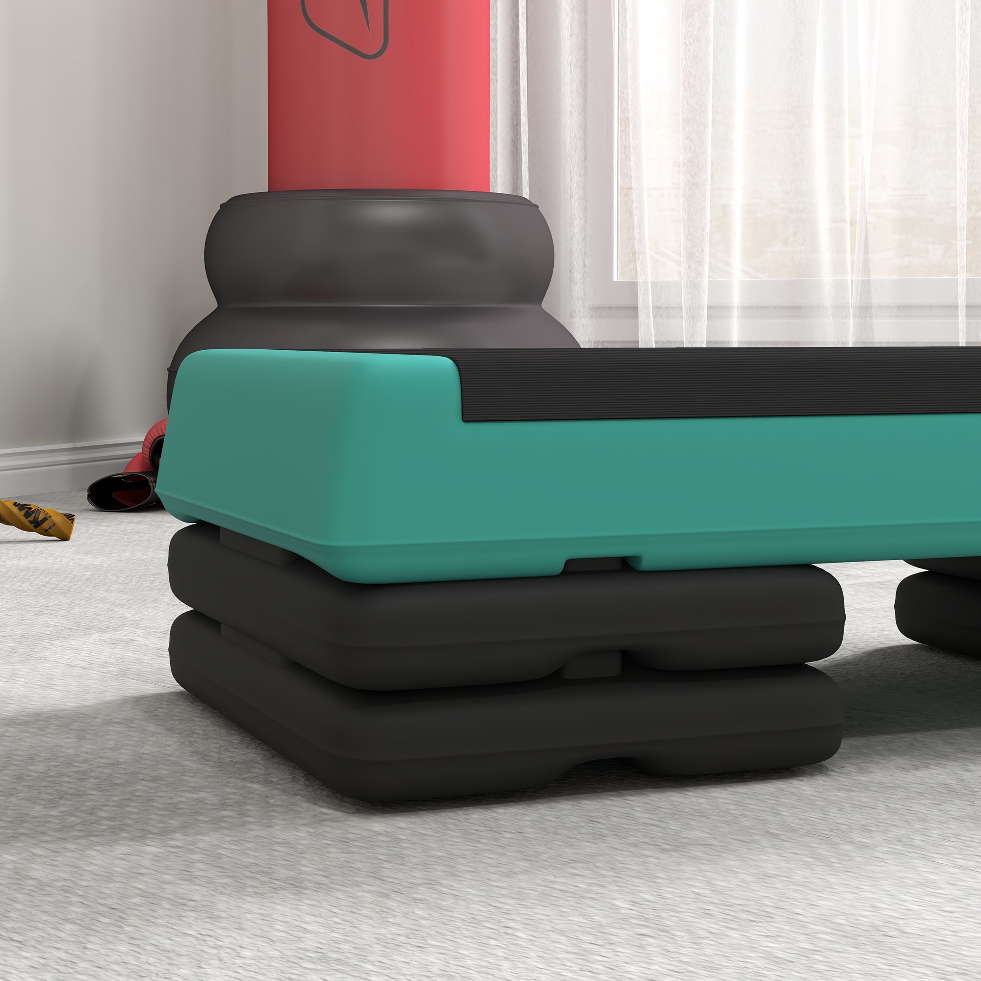 SPORTNOW Fitness Stepper, 3-Height Adjustable Aerobic Step, Non-Slip Exercise Step Board for Home Gym Office Workout, 10.5cm, 15.5cm, 20.5cm, Green - North Peak Garden Furniture