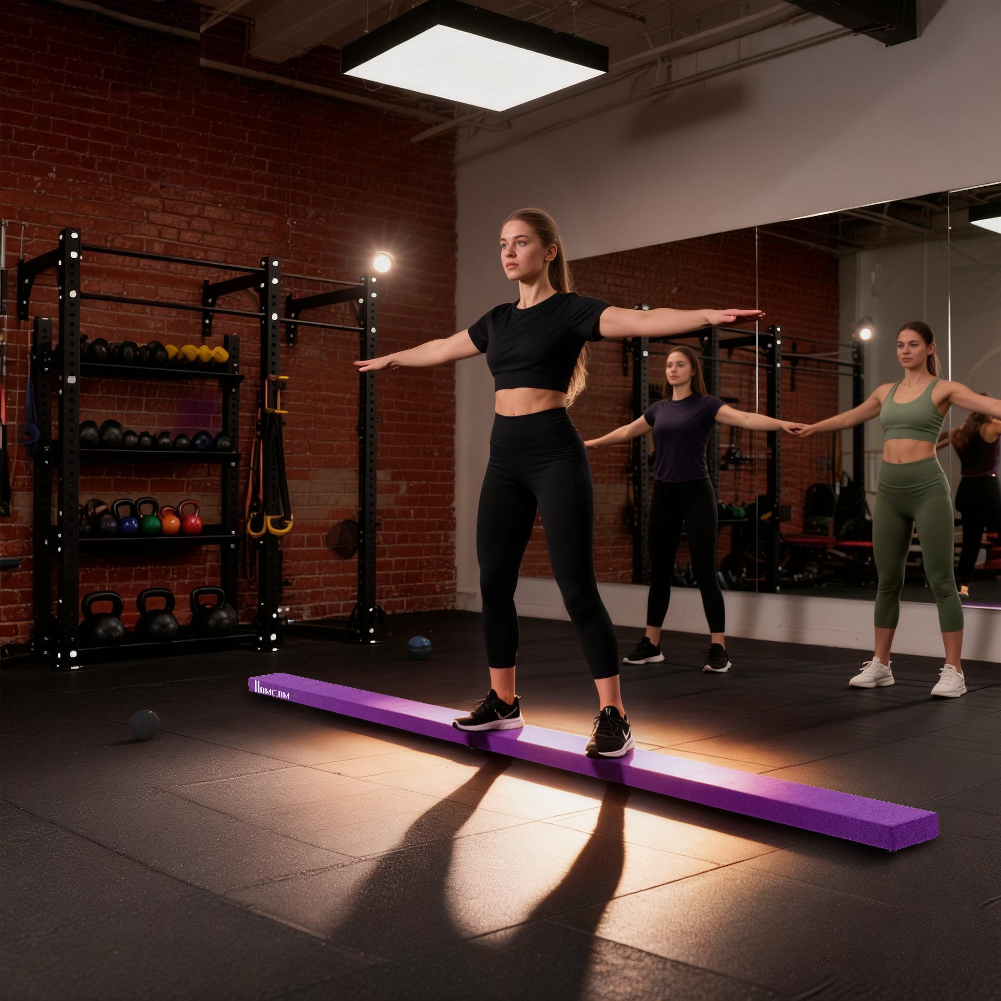 HOMCOM 2.4M 8FT Gymnastics Folding Balance Beam Home Gym Training Exercise Sports - Purple