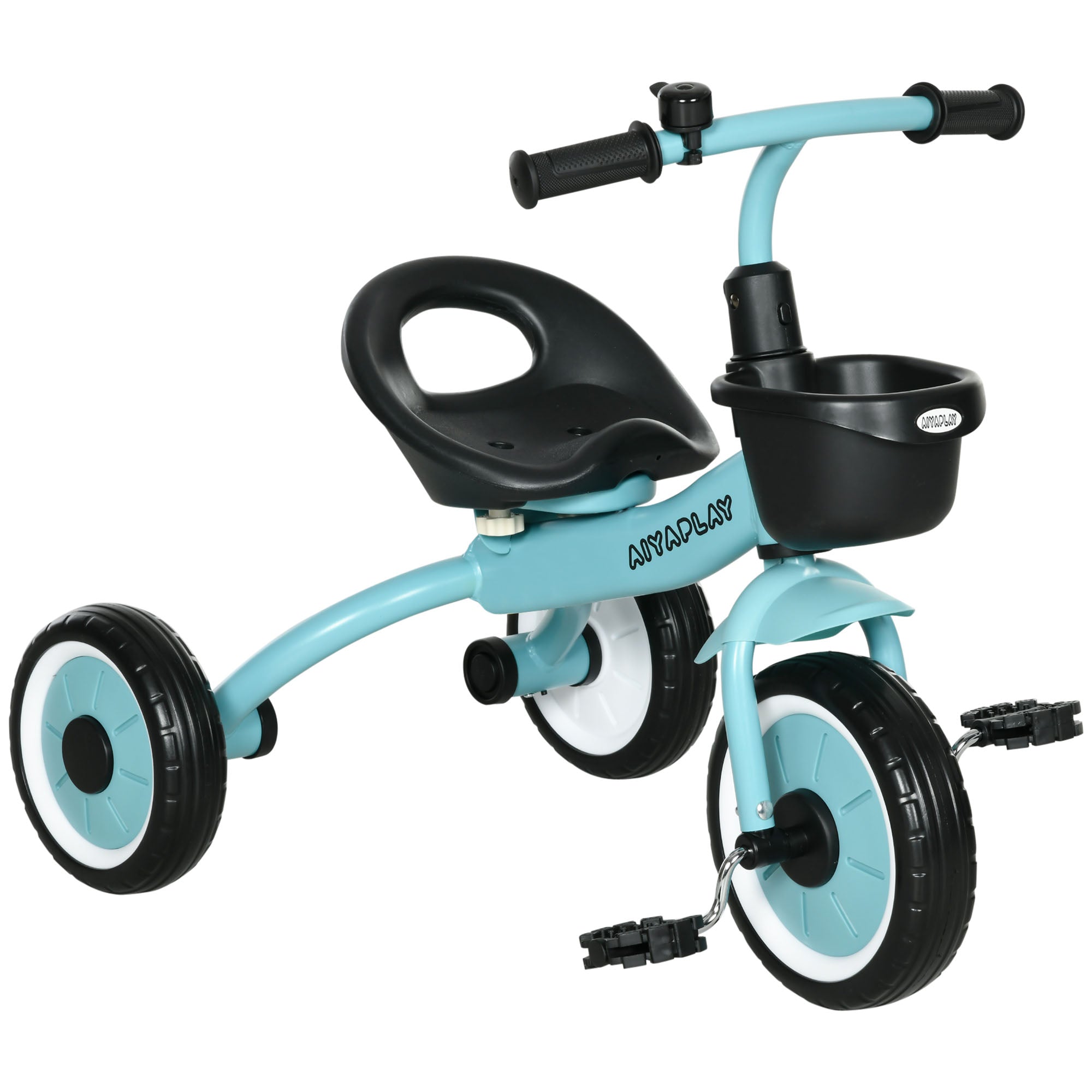 AIYAPLAY Kids Trike, Tricycle, with Adjustable Seat, Basket, Bell, for Ages 2-5 Years - Blue - North Peak Garden Furniture