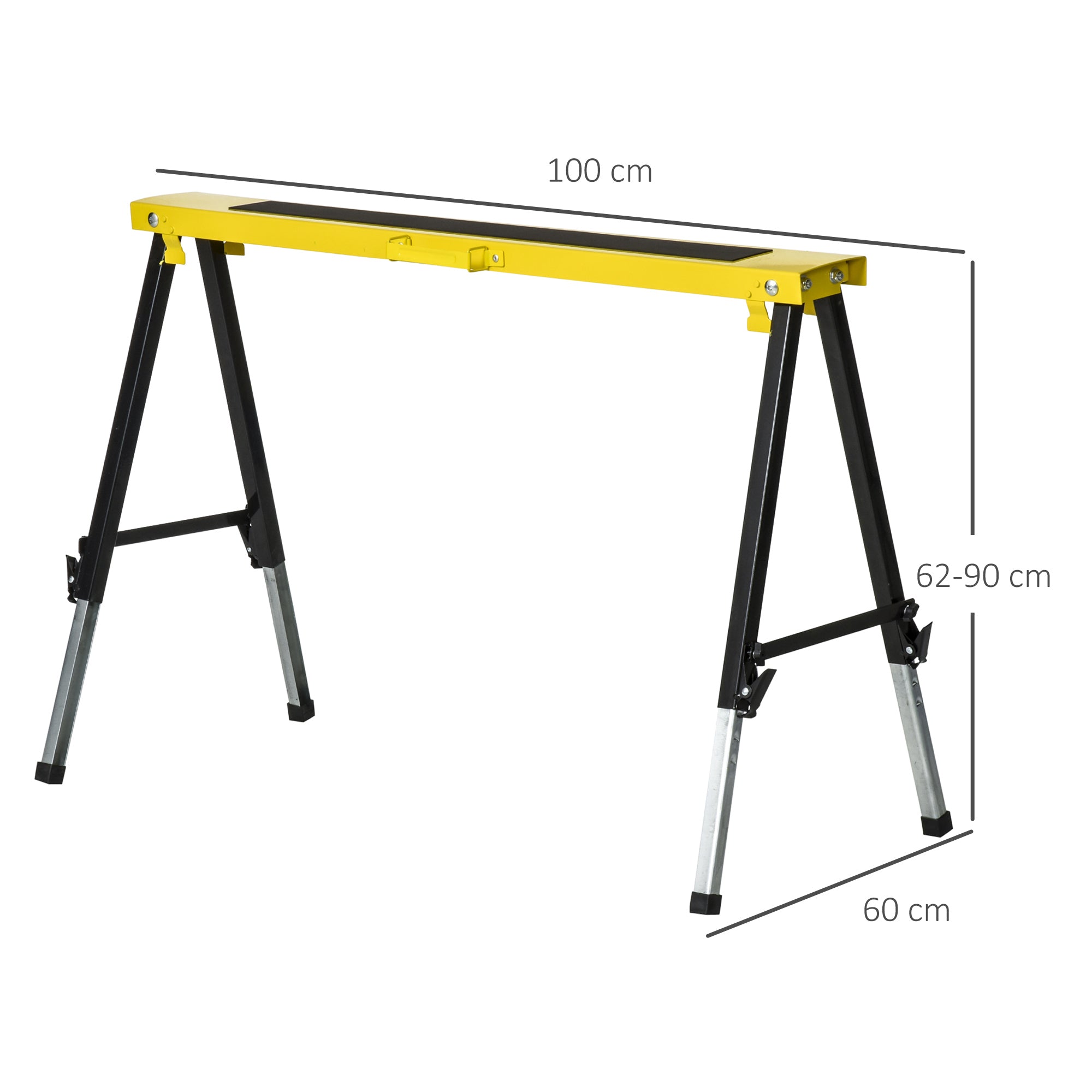 DURHAND 2PCS Saw Horse Twin Pack Folding Workbench Adjustable Metal Trestle Stands with Non-slip EVA Surface for Sawing Work Max Load 100kg - North Peak Garden Furniture