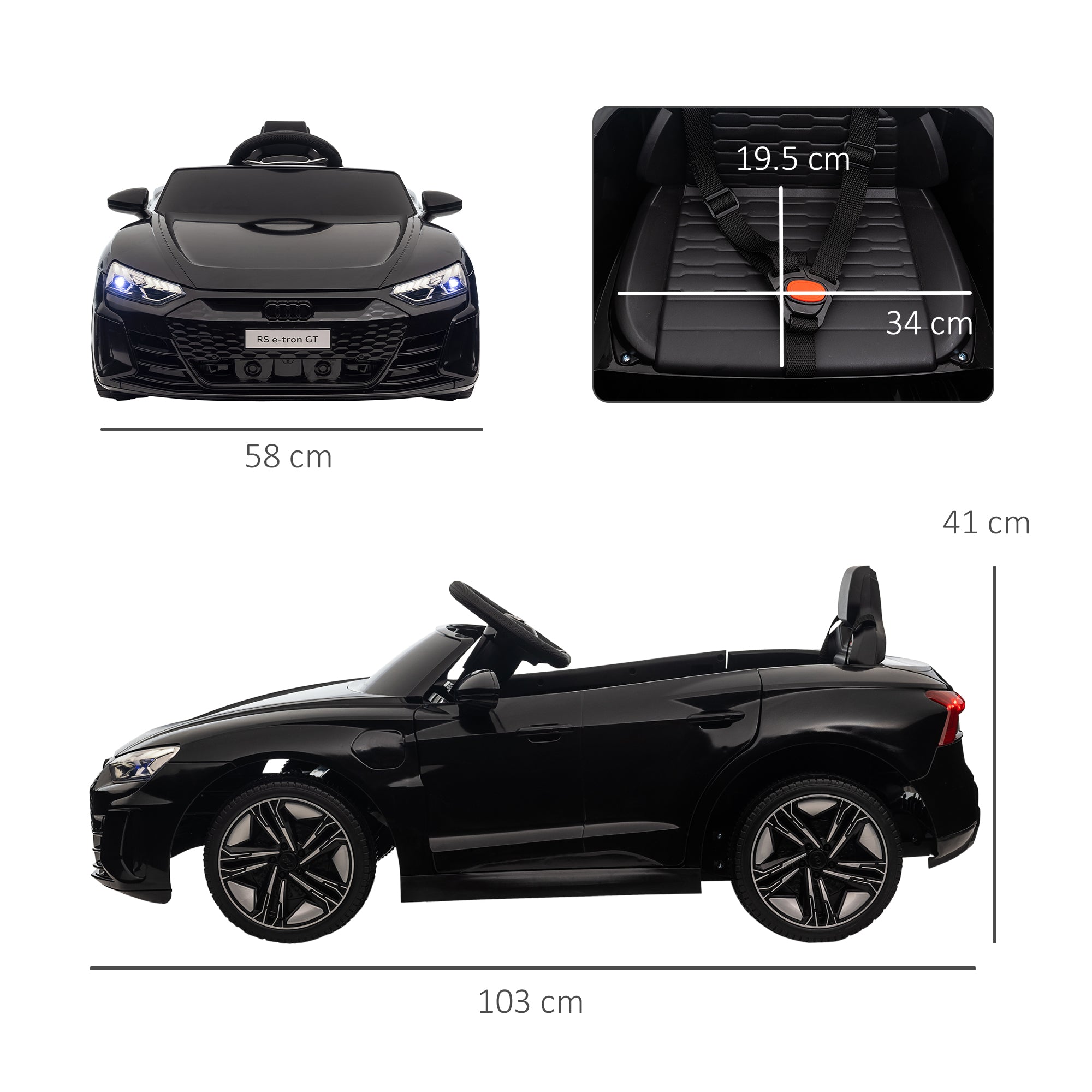 HOMCOM Audi Licensed 12V Kids Electric Ride-On, with Remote Control, Suspension System, Lights, Music, Motor - Black - North Peak Garden Furniture