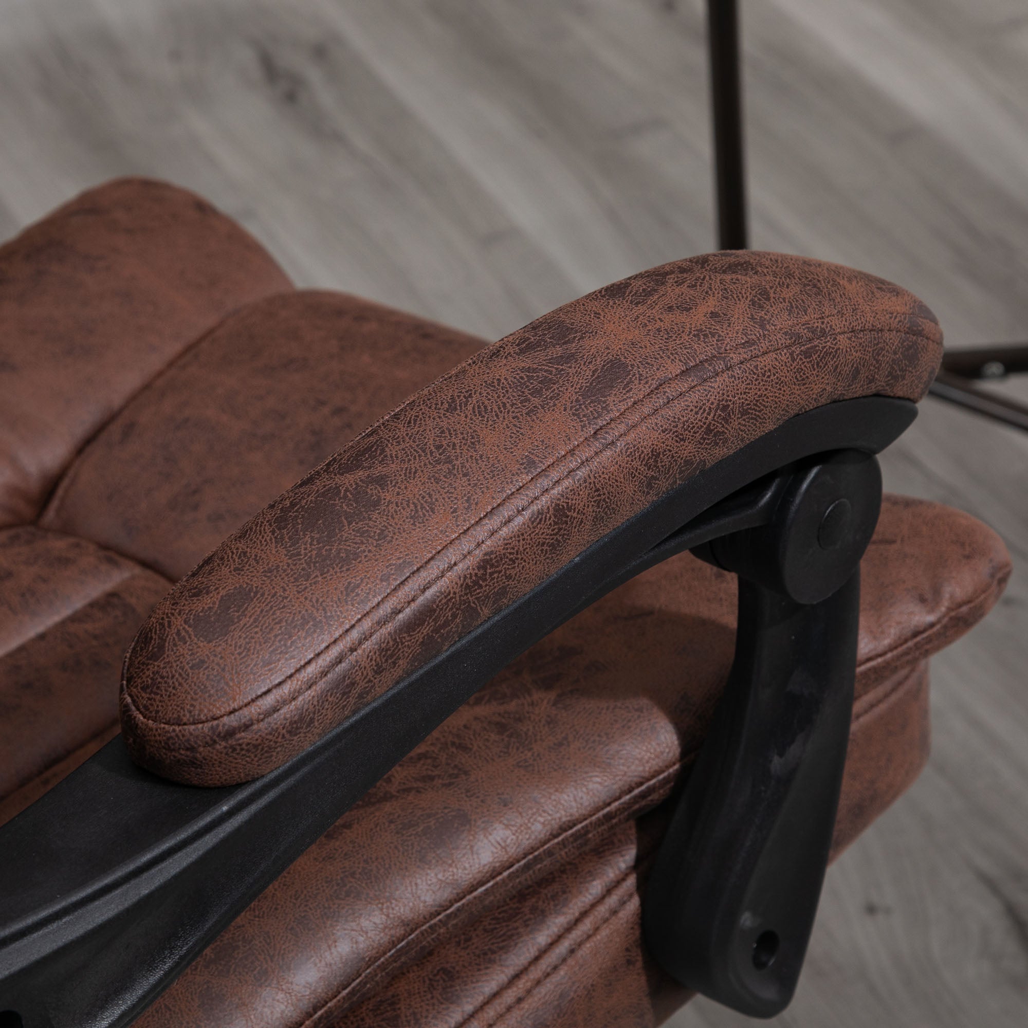 Vinsetto Home Office Chair Microfibre Desk Chair with Reclining Function Armrests Swivel Wheels Footrest Brown - North Peak Garden Furniture