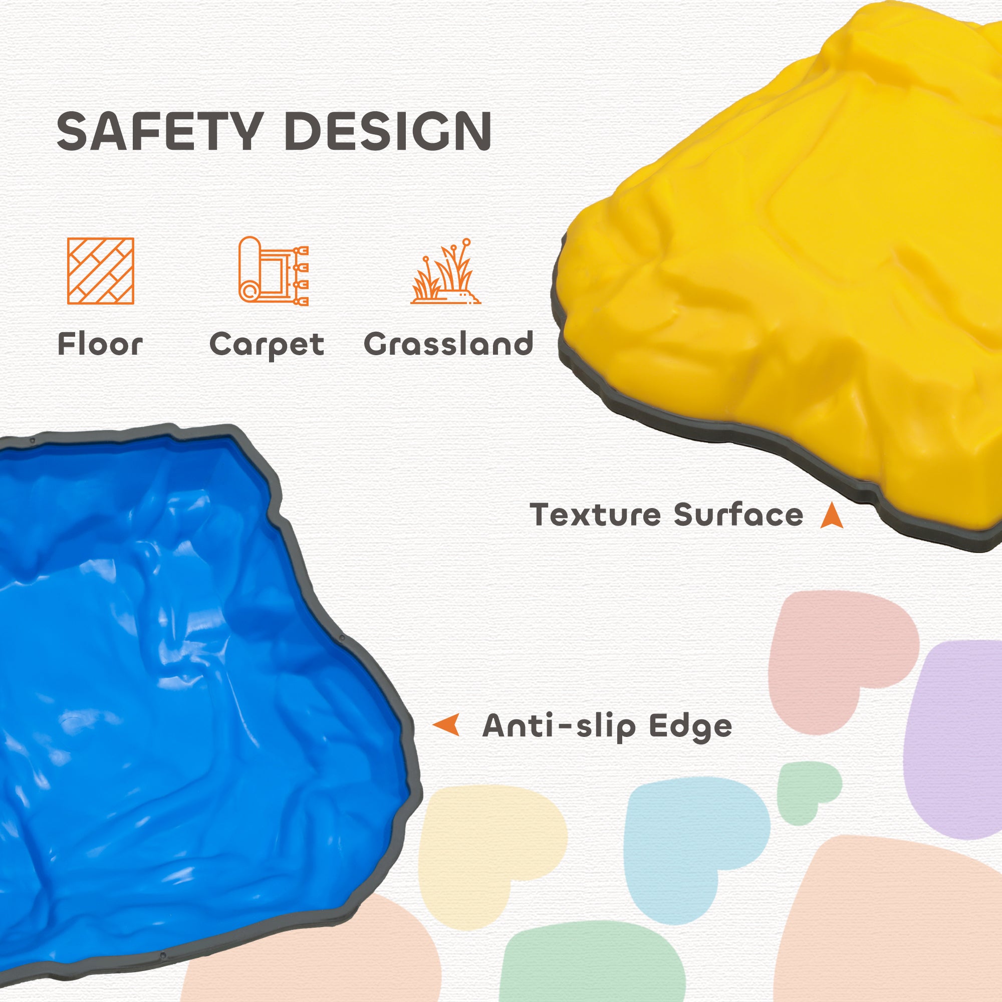 AIYAPLAY Balance Stepping Stones for Kids with Non-slip Bottom, Indoor Outdoor Obstacle Course for Ages 3-8 Years, Multicoloured - North Peak Garden Furniture