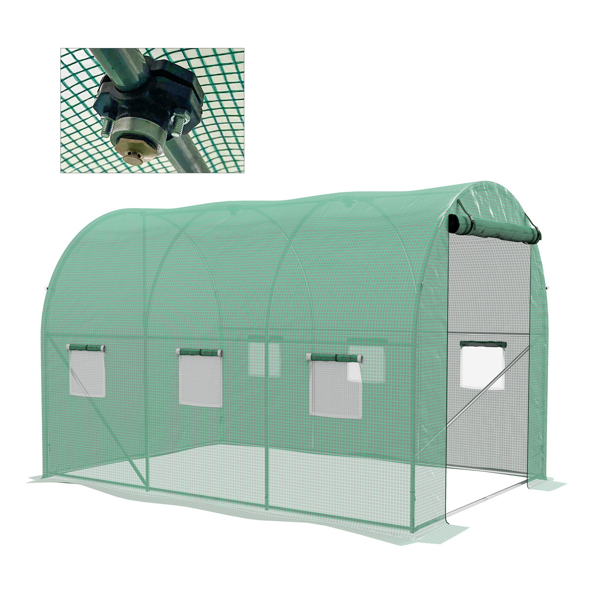 Outsunny Sprinkler System Polytunnel Greenhouse, 3 x 2m, Green - North Peak Garden Furniture
