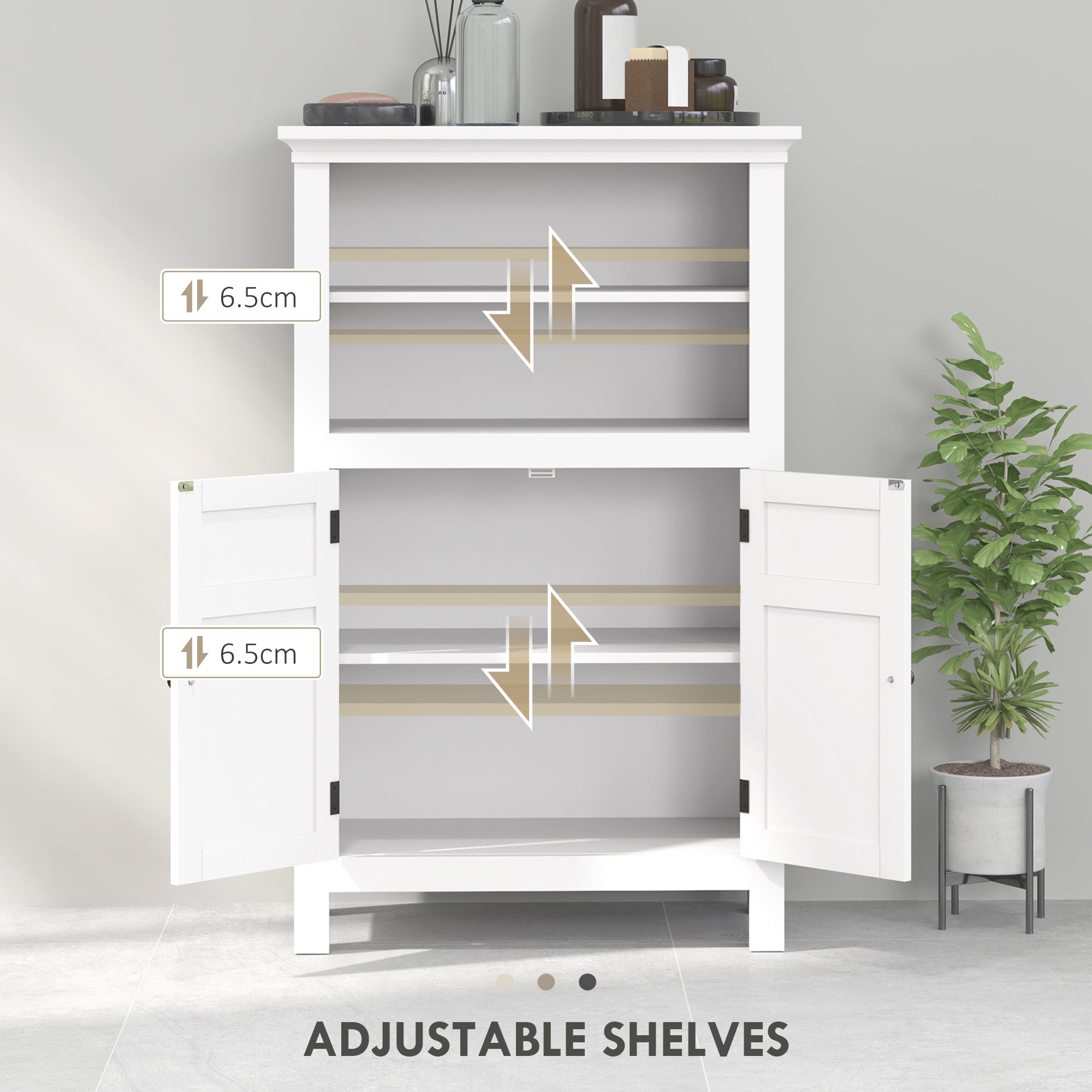 HOMCOM Multi-Storage Modern Bathroom Cabinet - White - North Peak Garden Furniture