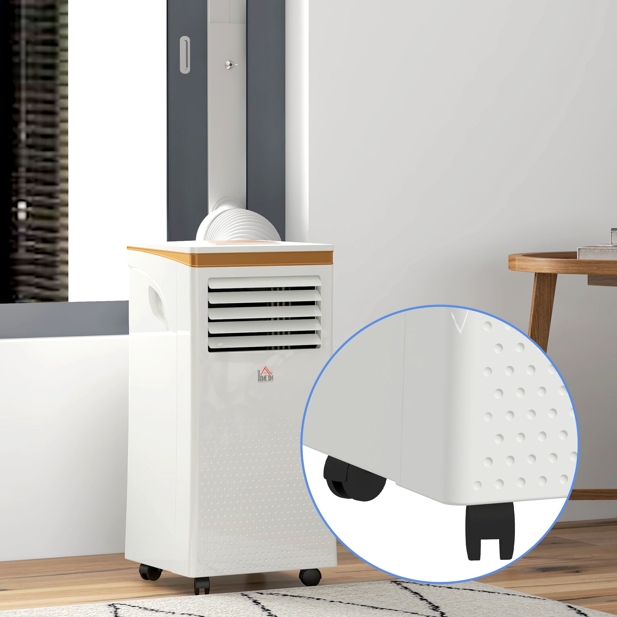 HOMCOM Portable Air Conditioner 7000 BTU, 4-in-1 Mobile Air Conditioning Unit with Cooling, Fan, Dehumidifier & Sleep Mode, LED Display, Remote Control, 24H Timer, Window Kit for Rooms up to 26㎡