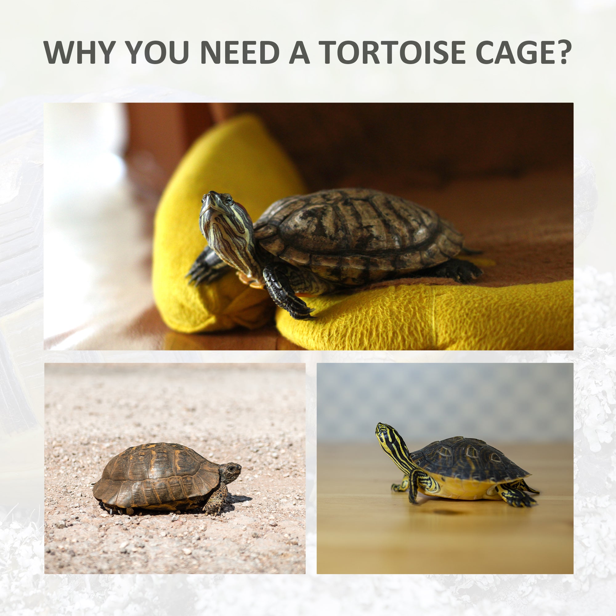 PawHut 94 cm Wooden Tortoise House Turtle Habitat Small Reptile Cage Enclosure with Two Room Grey - North Peak Garden Furniture