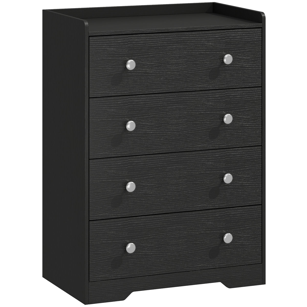 HOMCOM 4 Drawer Chest of Drawers, Modern Dresser for Bedroom, Storage Cabinet for Living Room Entryway, Black Wood Effect