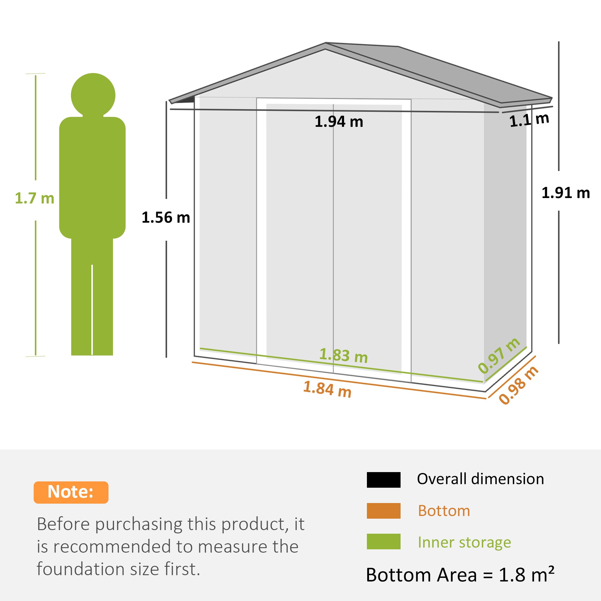 Outsunny 6.5 x 3.5ft Metal Garden Storage Shed - Brown Wood Effect