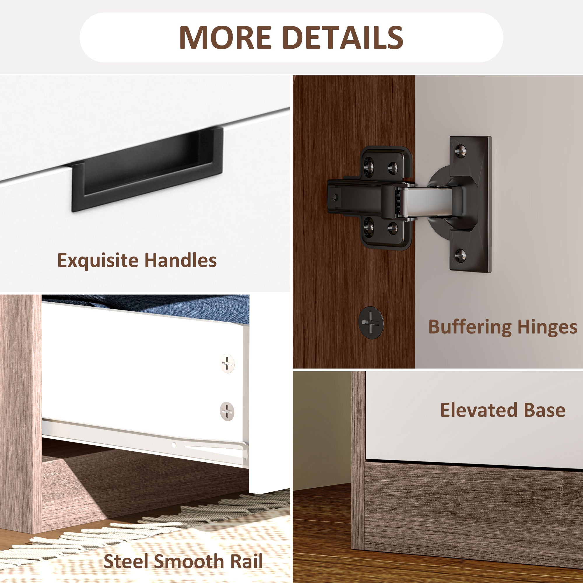 HOMCOM Two Door, Two Drawer Wardrobe - White/Brown - North Peak Garden Furniture