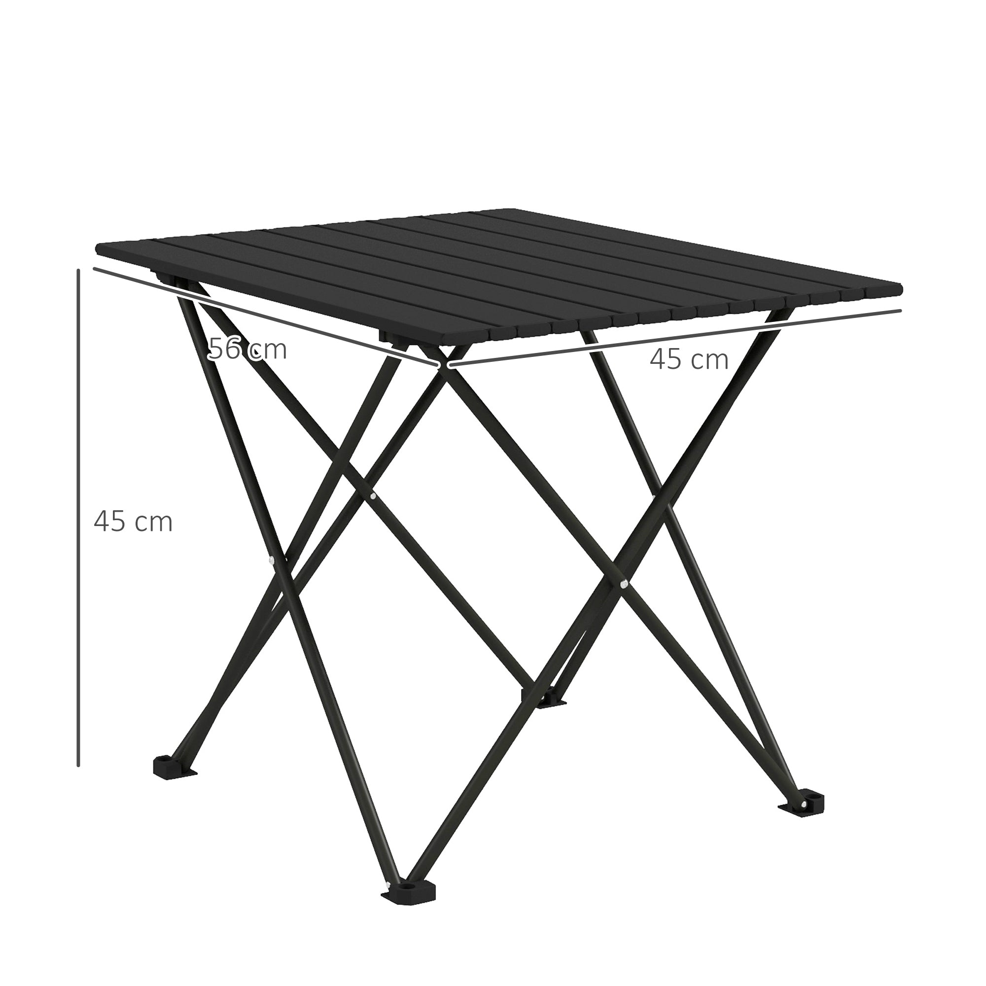 Outsunny Folding Camping Table, Lightweight Metal Picnic Table with Carry Bag, Foldable Table for Outdoor Camping, Picnic, Hiking, BBQ, Fishing, Black - North Peak Garden Furniture
