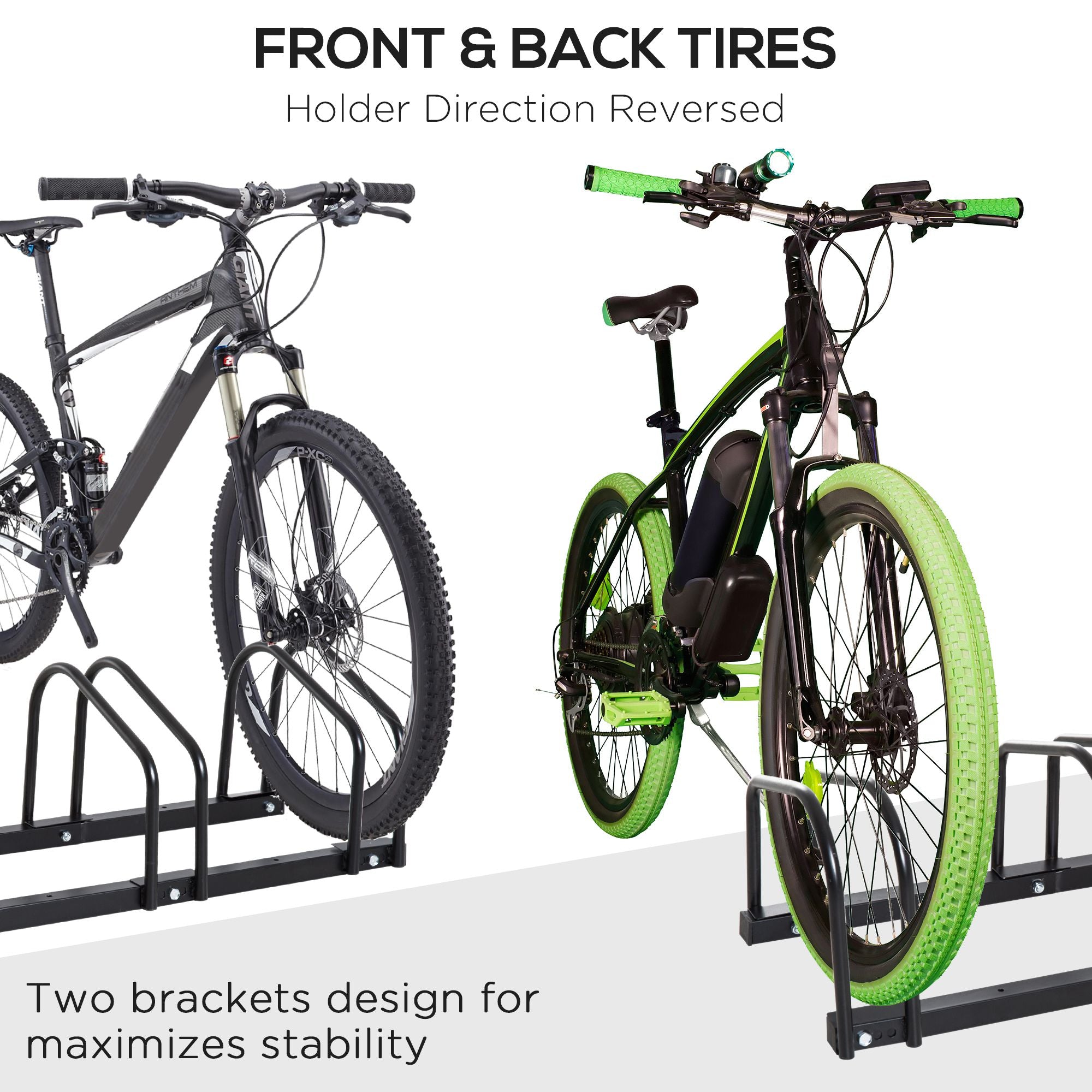 HOMCOM Bike Stand Parking Rack Floor or Wall Mount Bicycle Cycle Storage Locking Stand 179L x 33W x 27H (6 Racks, Black) - North Peak Garden Furniture