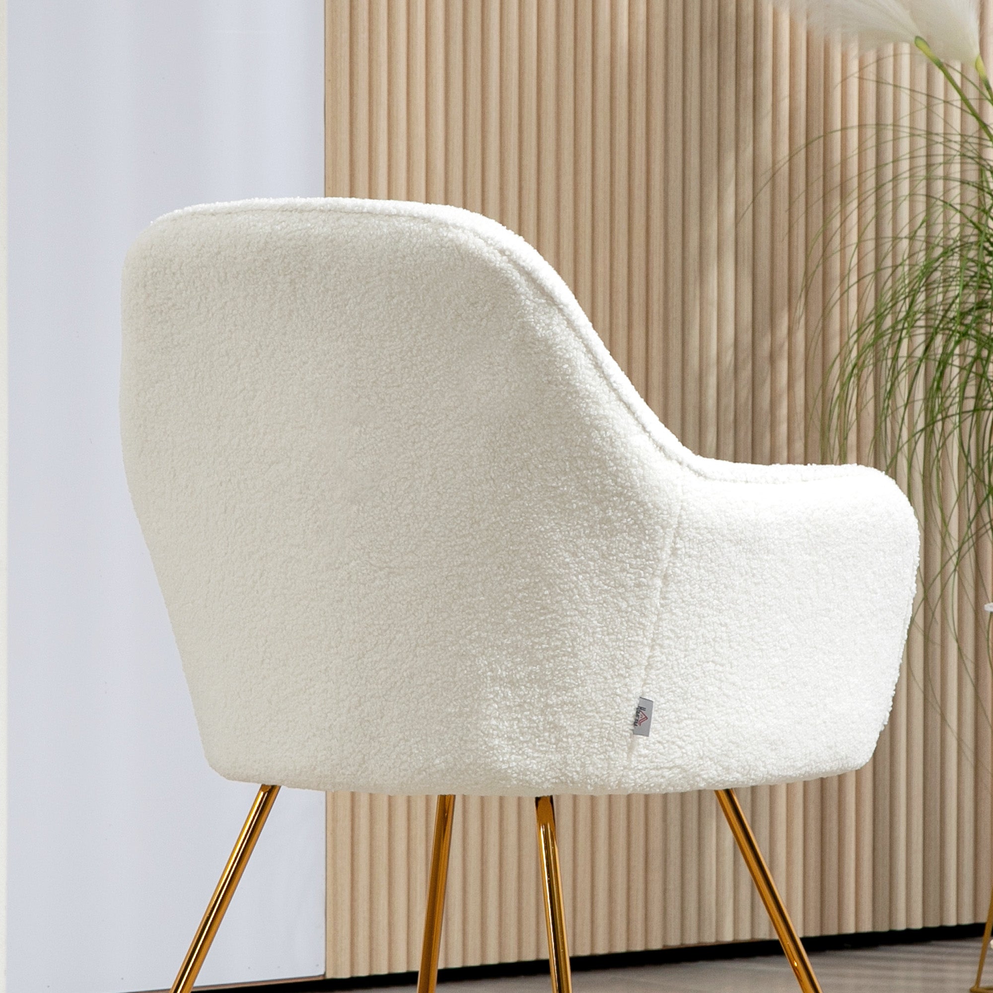 HOMCOM Set of Two Sherpa Fleece Dining Chairs - Cream