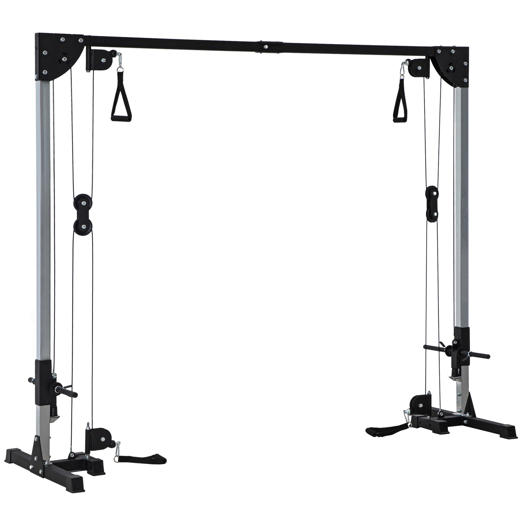 SPORTNOW Multi Home Gyms with Cable Pulley System, Cable Crossover Machine with 4 Handles for Full Body Strength Training, Power Rack for Home Workout, Black - North Peak Garden Furniture