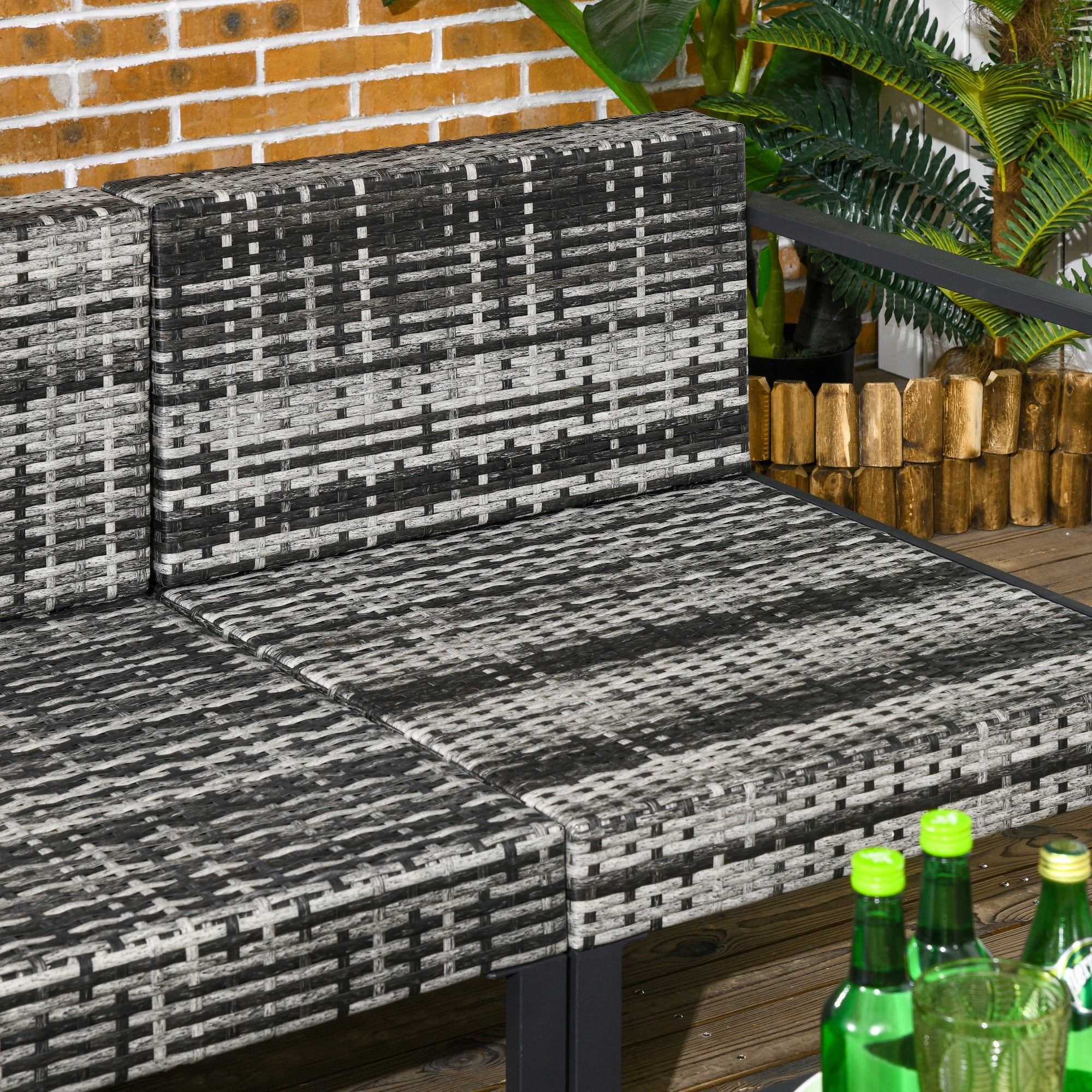 Outsunny Six-Piece Rattan Garden Sofa Set - Dark Grey - North Peak Garden Furniture