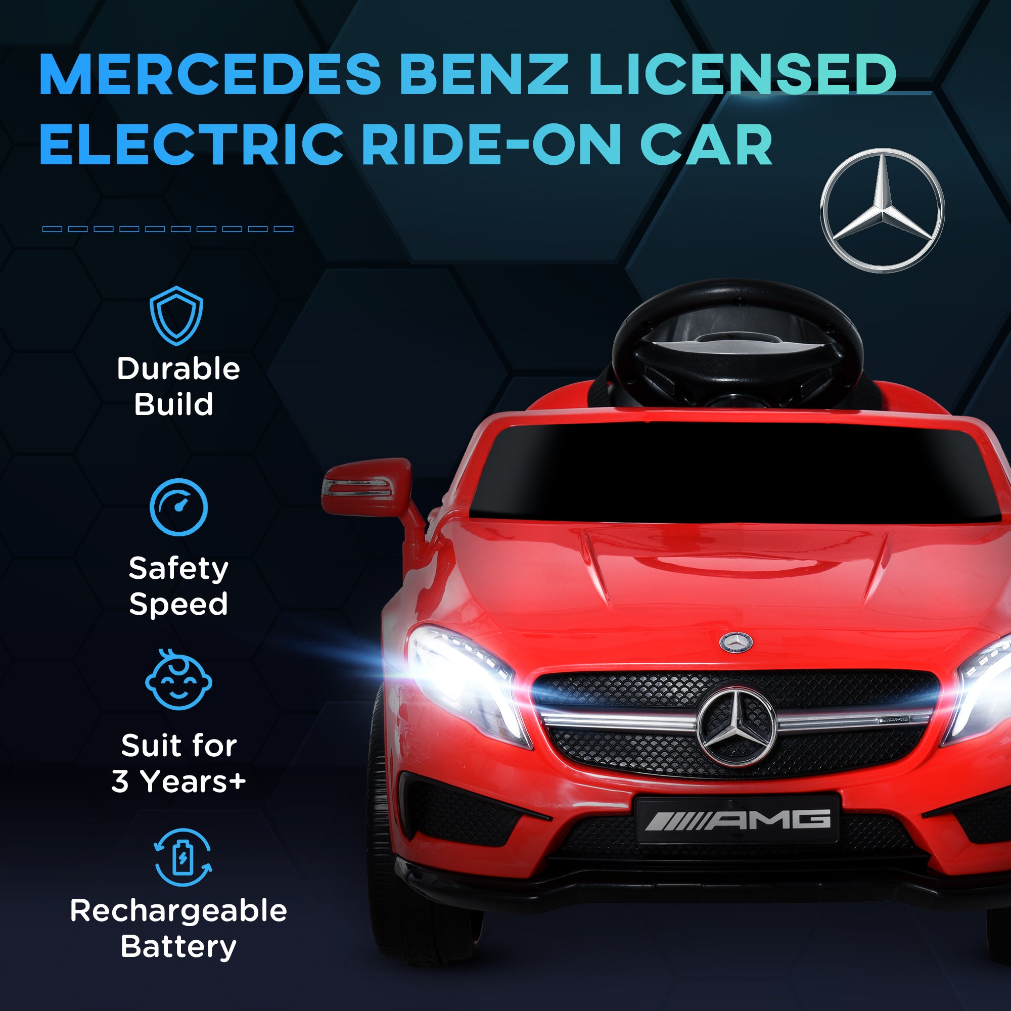 HOMCOM Kids Electric Car Kids Ride-On Car 6V Licensed Mercedes Benz-Red