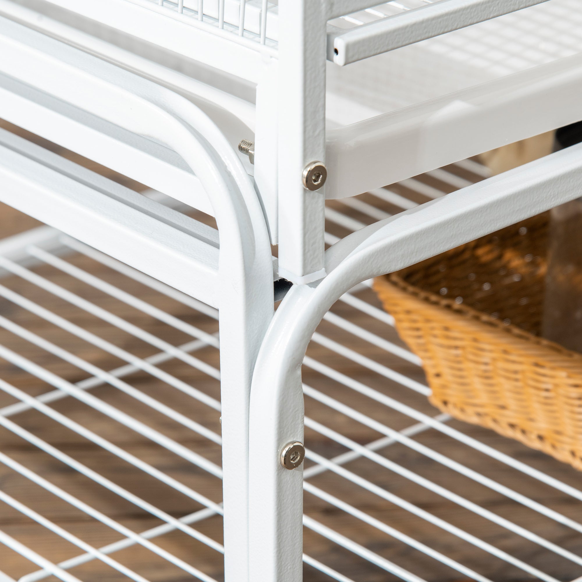 PawHut Large Bird Cage Budgie Cage 3 Tier Aviary with Stand Wheels, Toys, Ladders, Shelf for Canaries, Finches, Cockatiels, Parakeets - White - North Peak Garden Furniture