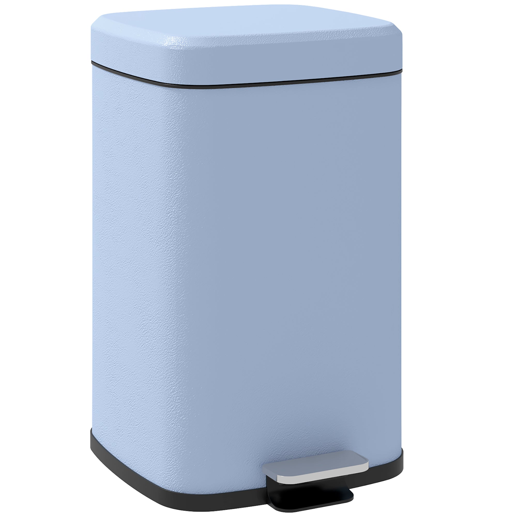 HOMCOM 20L Modern Boxy Metal Home Kitchen Bin - Light Blue - North Peak Garden Furniture