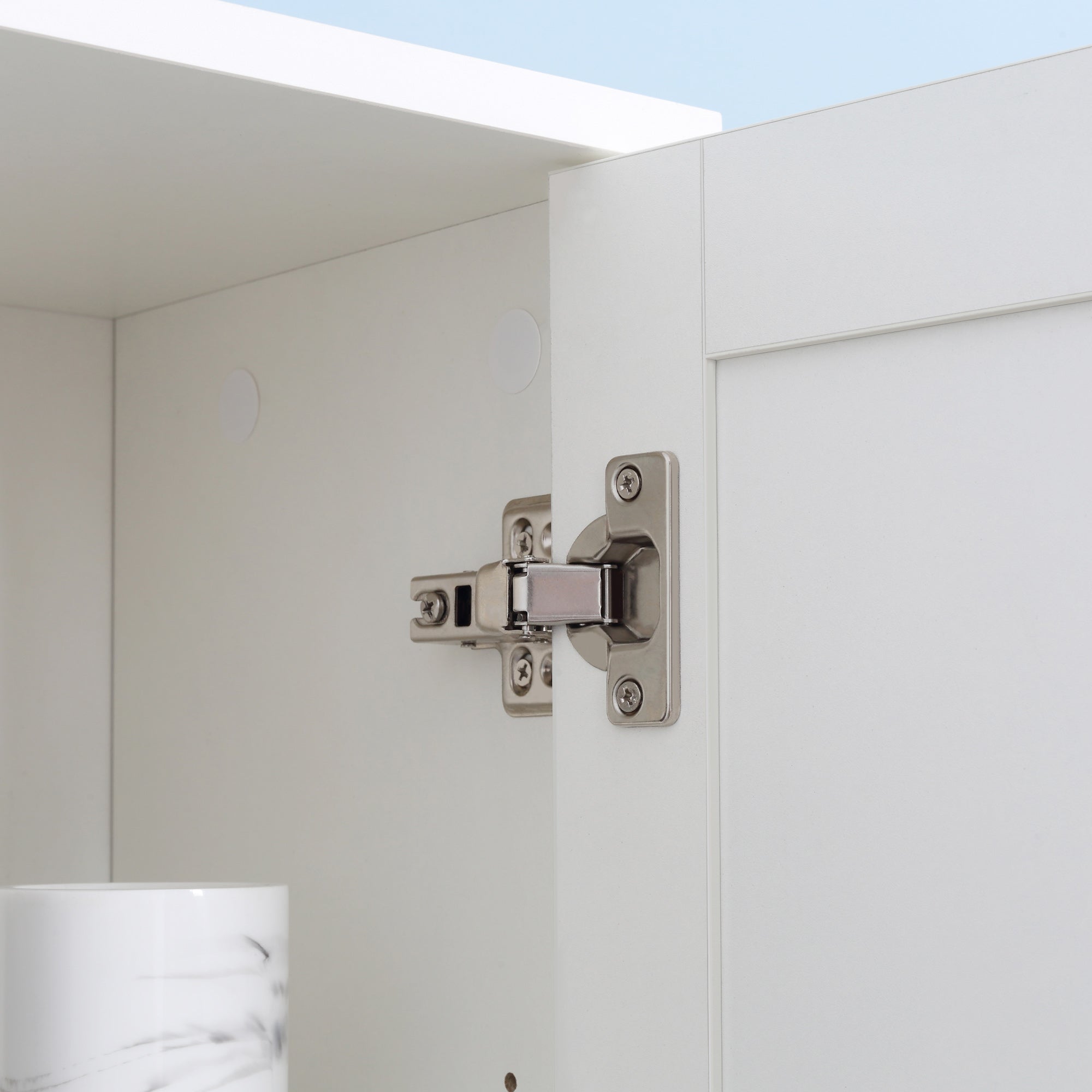 kleankin Tall Bathroom Storage Cabinet with Mirror, Narrow Bathroom Unit, Freestanding Bathroom Cupboard with Adjustable Shelves and 2 Doors, White - North Peak Garden Furniture