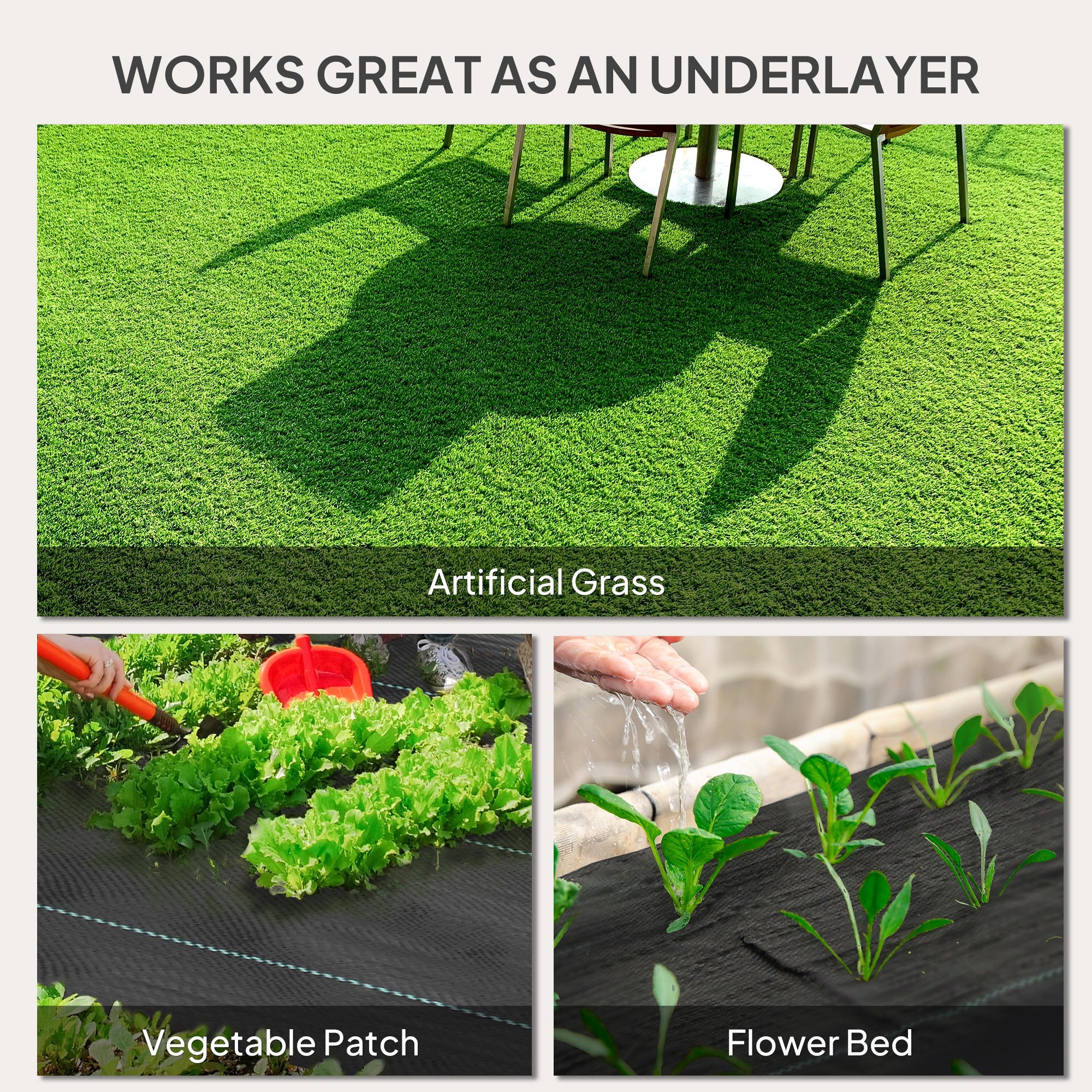 Outsunny 2m x 90m Weed Control Membrane, Heavy Duty Weed Control Barrier Fabric, 90gsm Ground Cover for Patios, Garden, Flower beds, Landscaping - North Peak Garden Furniture