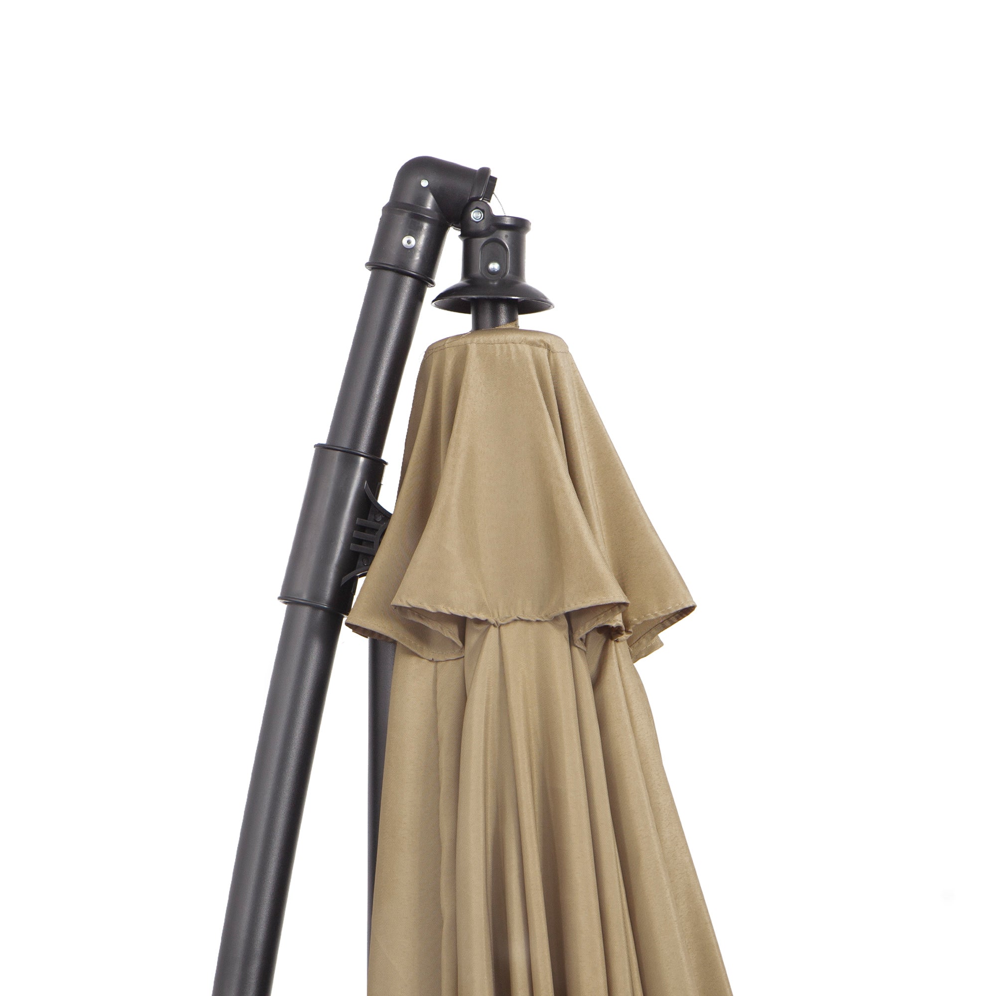 Outsunny 3(m) Cantilever Umbrella 18 Ribs & Vents Adjustable Angle for Patio Khaki - North Peak Garden Furniture
