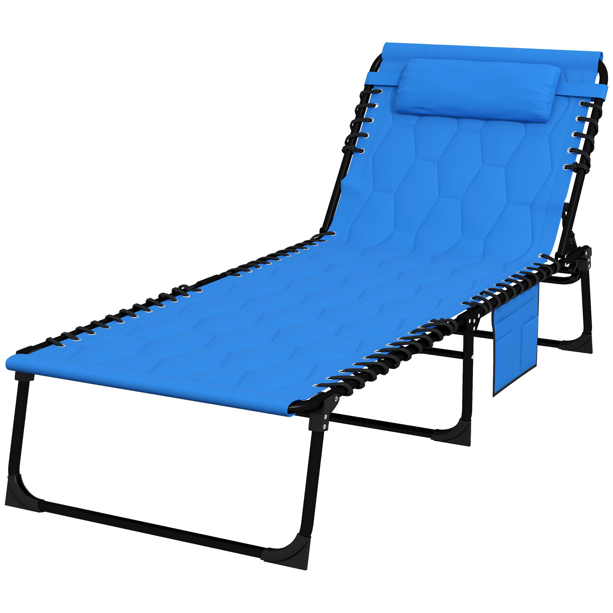 Outsunny Padded Sun Lounger, with Five-Position Reclining Back - Blue