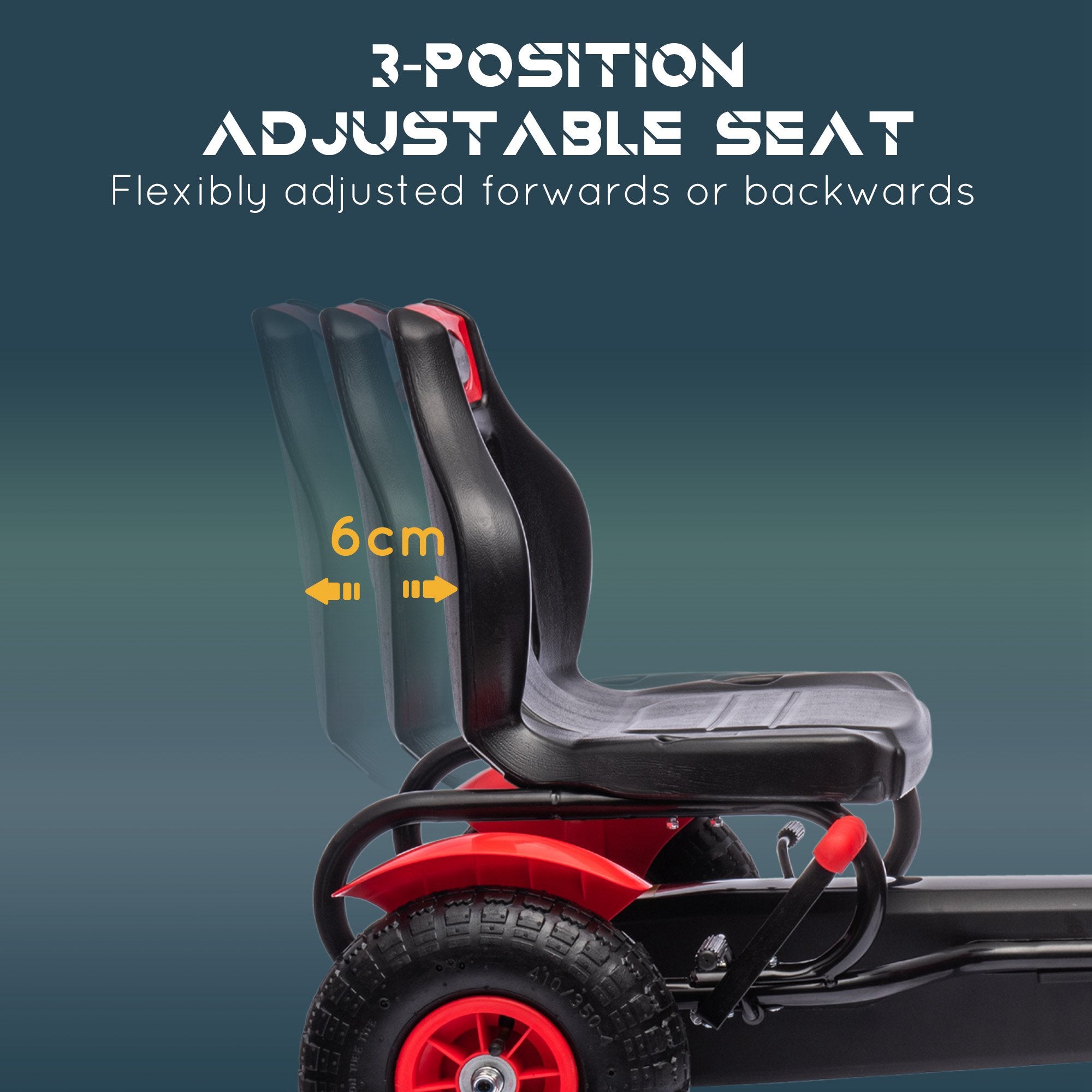 HOMCOM Children Pedal Go Kart, Kids Ride On Racer with Adjustable Seat, Inflatable Rubber Tyres, Handbrake, for Ages 5-12 Years - Red - North Peak Garden Furniture