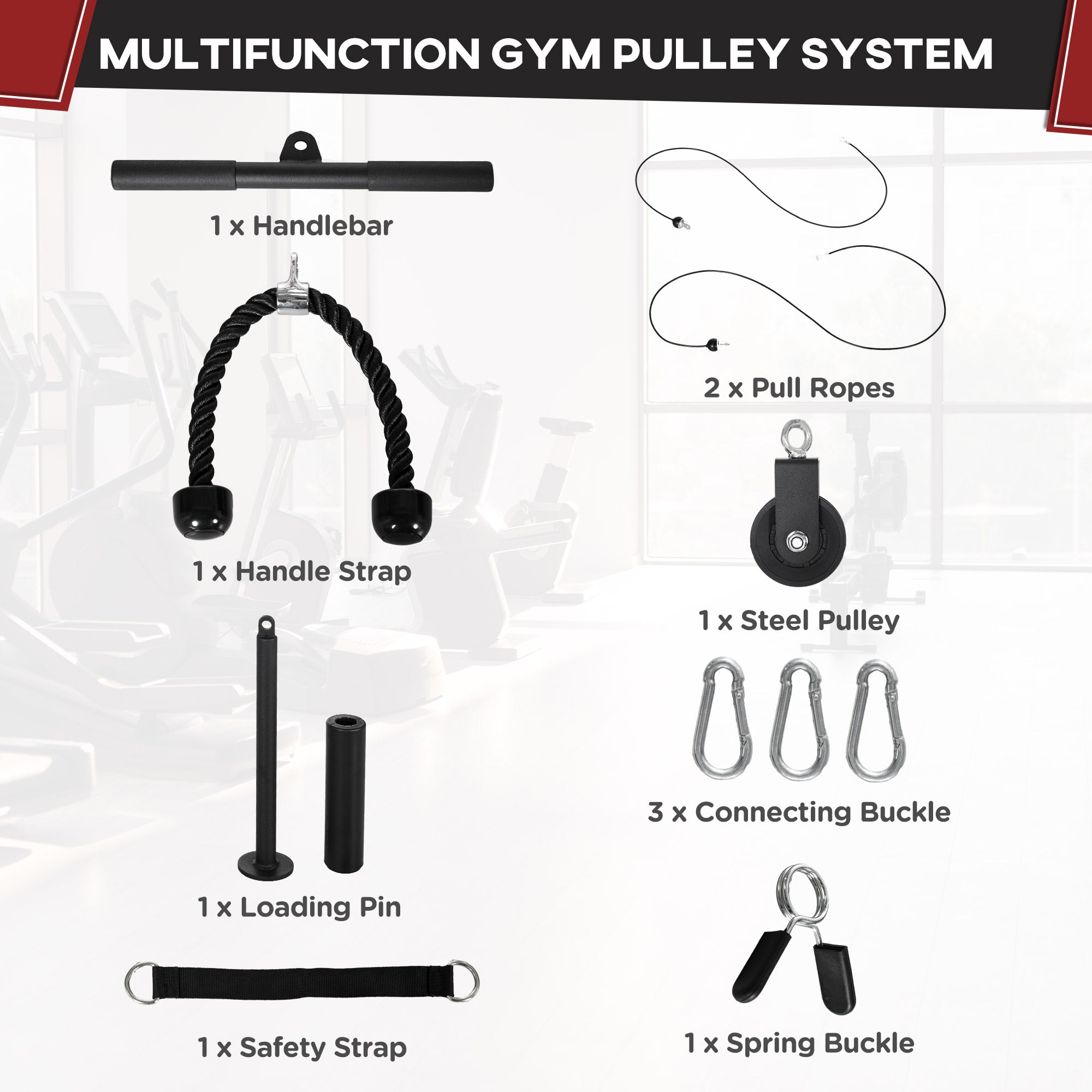 SPORTNOW Cable Machine Pulley System, Lats Pull Down System, with DIY Loading Weight Pin - North Peak Garden Furniture