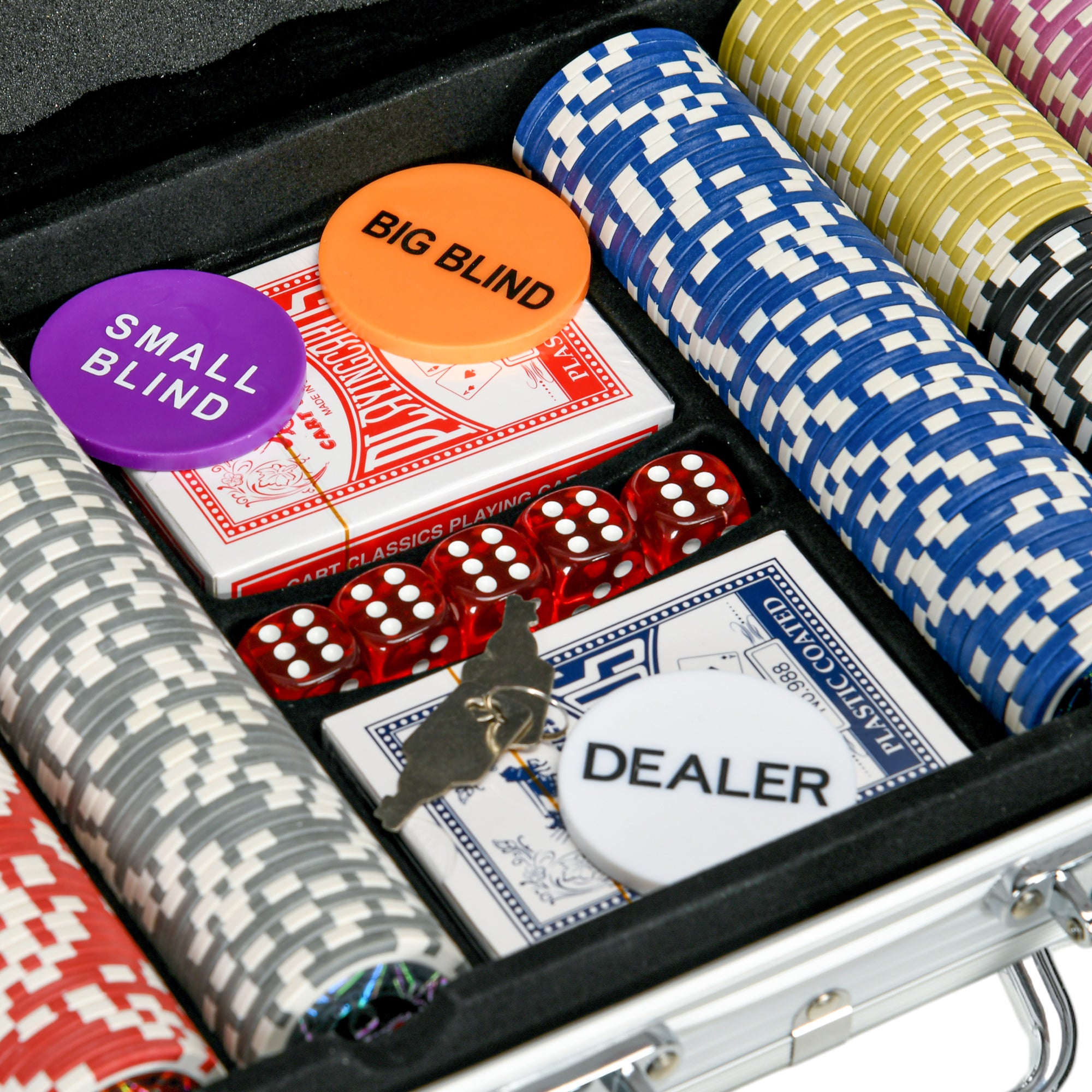 SPORTNOW 500-Piece Poker Chips Set, Poker Set with Mat, Chips, Two Card Decks, Dealer, Five Dices - North Peak Garden Furniture