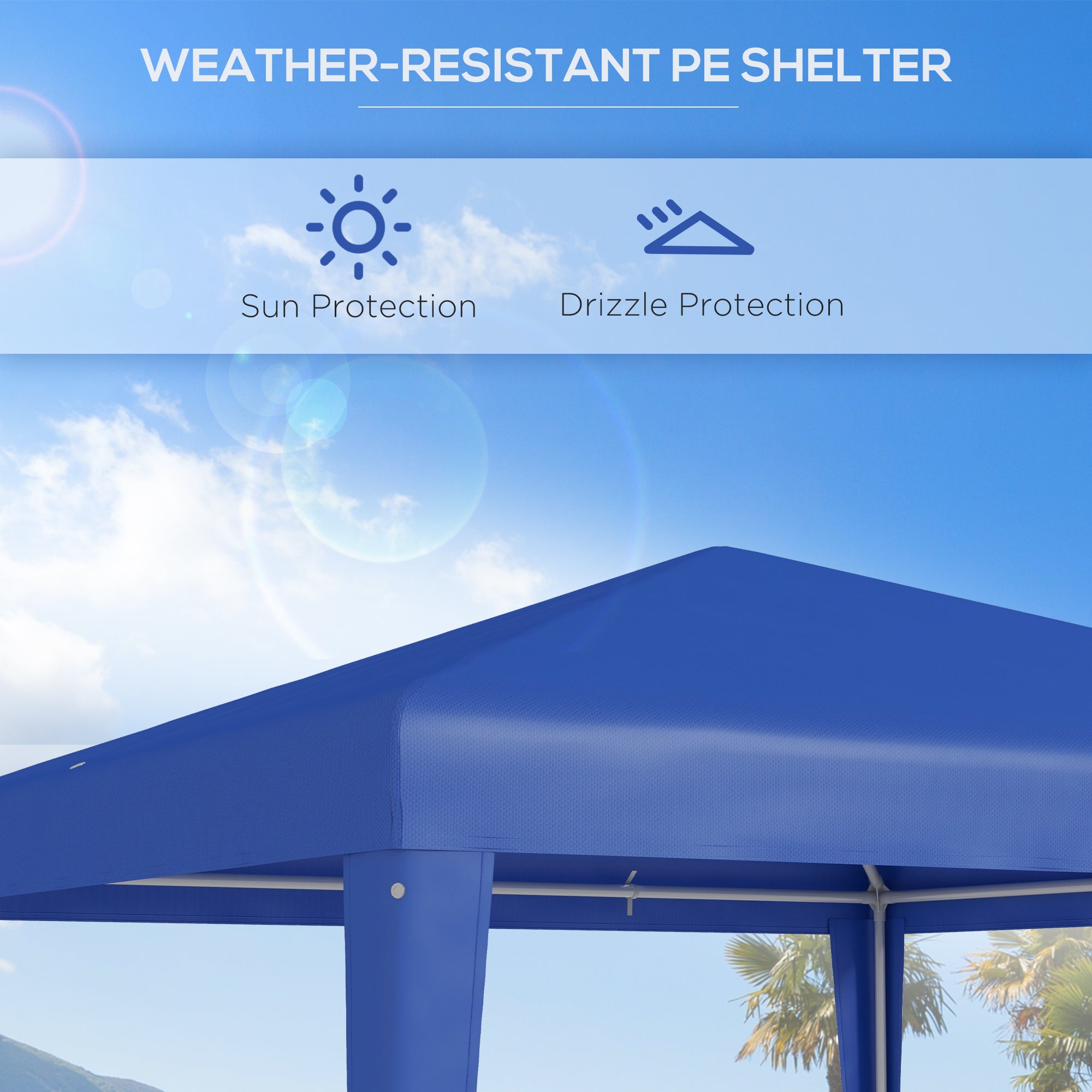 Outsunny 2.7m x 2.7m Garden Gazebo Marquee Party Tent Wedding Canopy Outdoor(Blue) - North Peak Garden Furniture