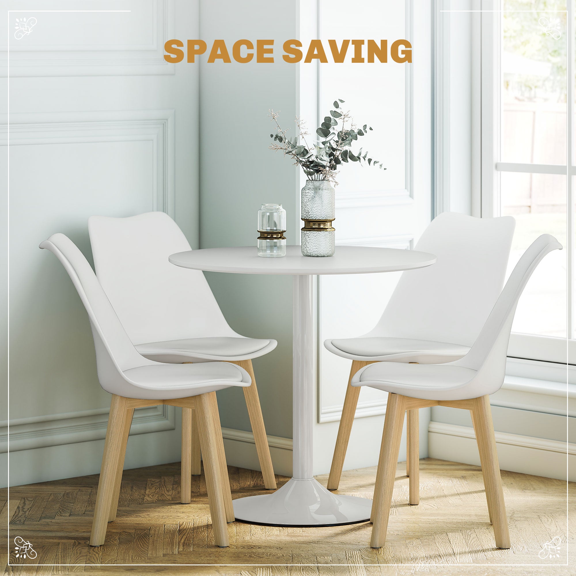 HOMCOM Five-Piece Modern Dining Set - White