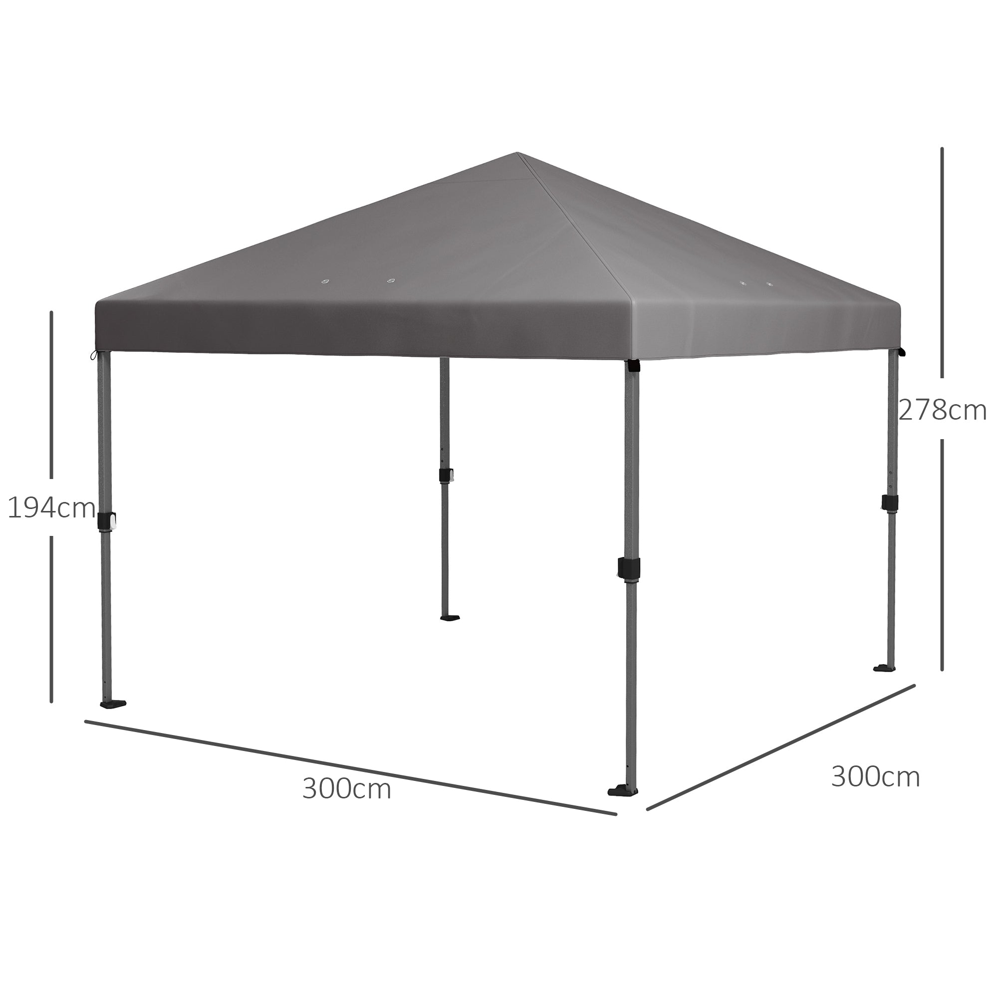 Outsunny 3 x 3m Pop-Up Gazebo, with Accessories - Grey - North Peak Garden Furniture