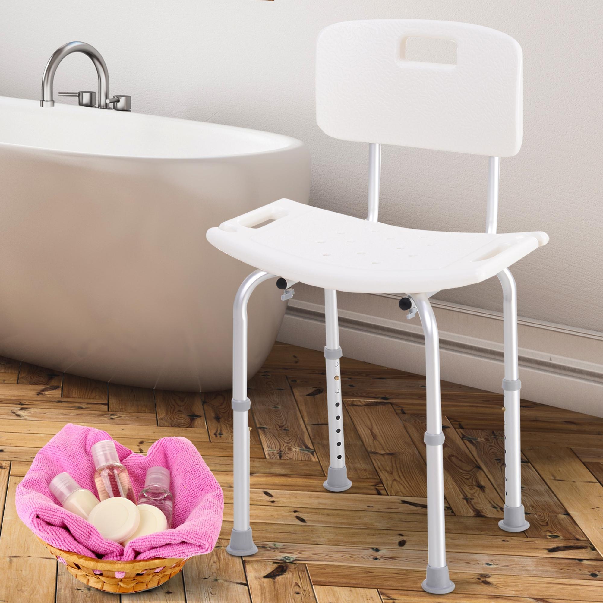 HOMCOM Bath Chair Shower Stool Safety Seat Bathroom Adjustable Positions Elderly Aids - North Peak Garden Furniture