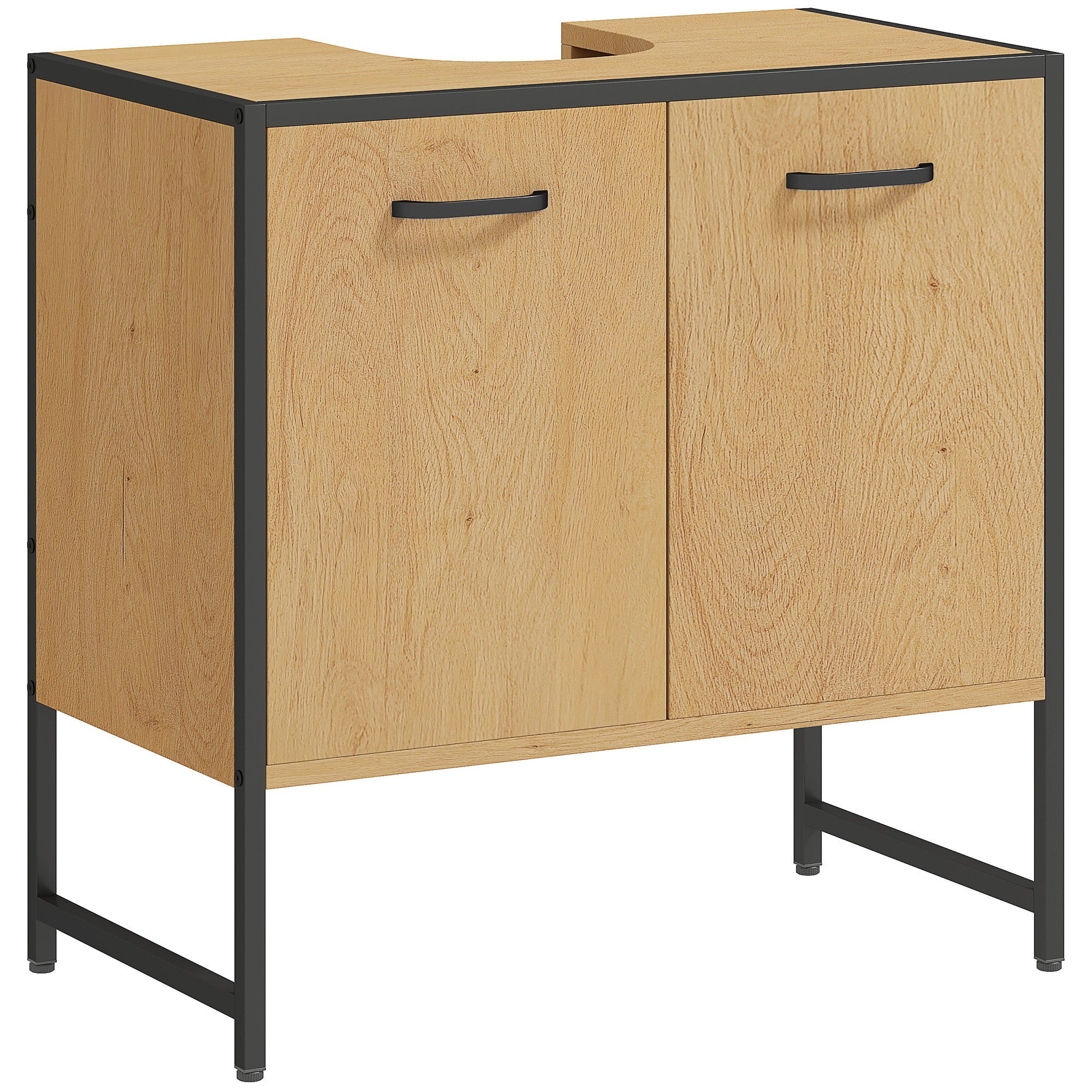 HOMCOM Bathroom Vanity Unit, Under Sink Storage Cabinet with Soft-Close Doors for Basin without or with Pedestal, Natural - North Peak Garden Furniture