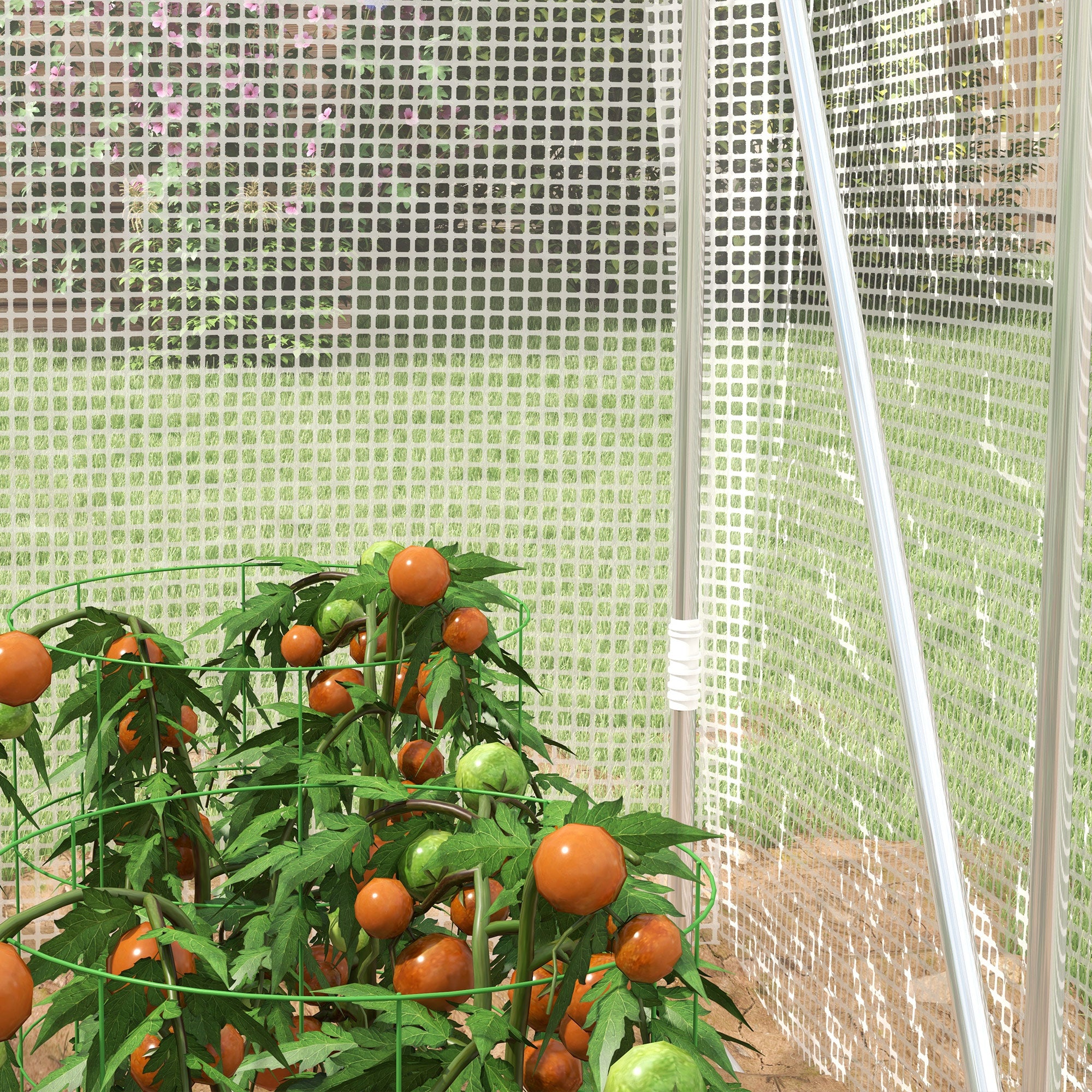 Outsunny Polytunnel Greenhouse Walk-in Grow House with UV-resistant PE Cover, Door and Galvanised Steel Frame, 2 x 2 x 2m, White - North Peak Garden Furniture