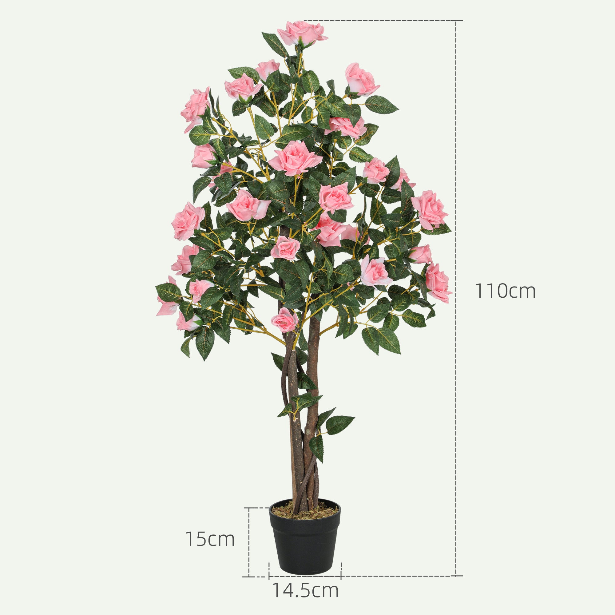 HOMCOM Set of Two Faux Rose Plants, with Pots - North Peak Garden Furniture
