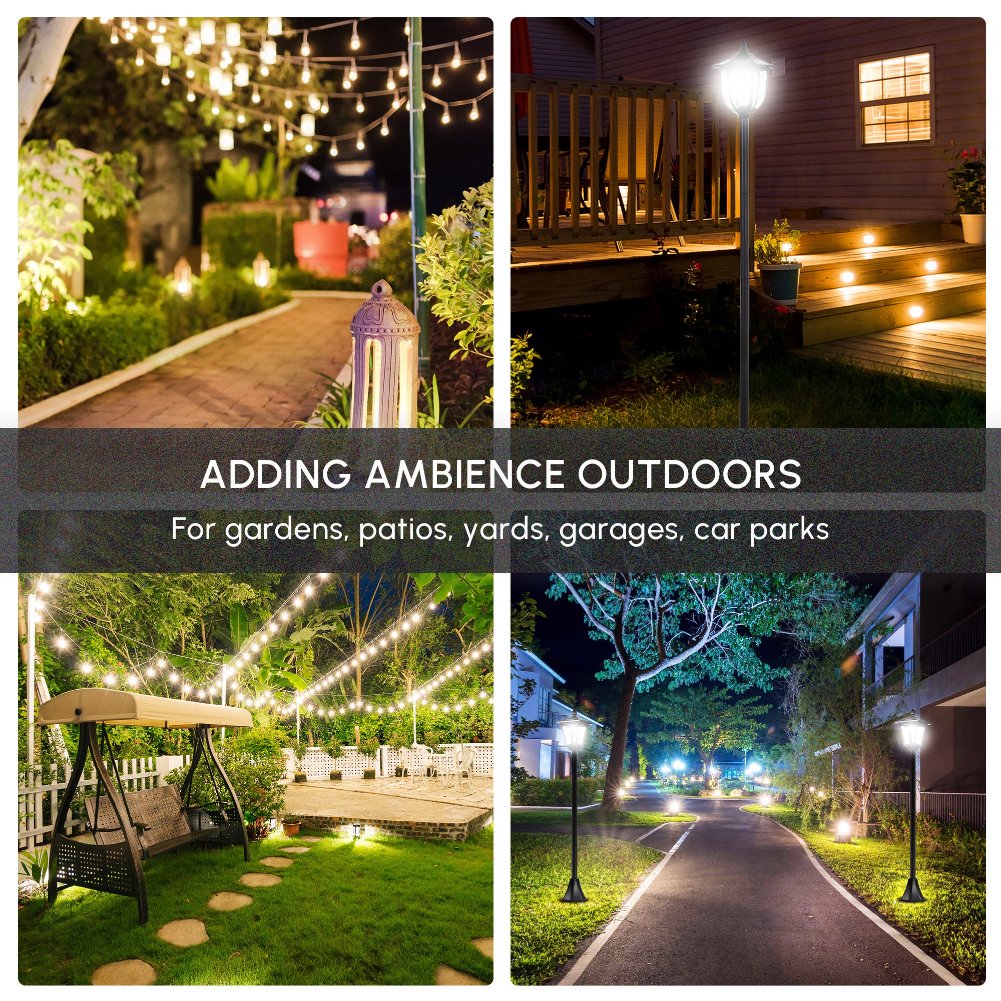 Outsunny Outdoor Garden Solar Post Lamp Sensor Dimmable LED Lantern Bollard Pathway 1.6M Tall – Black - North Peak Garden Furniture