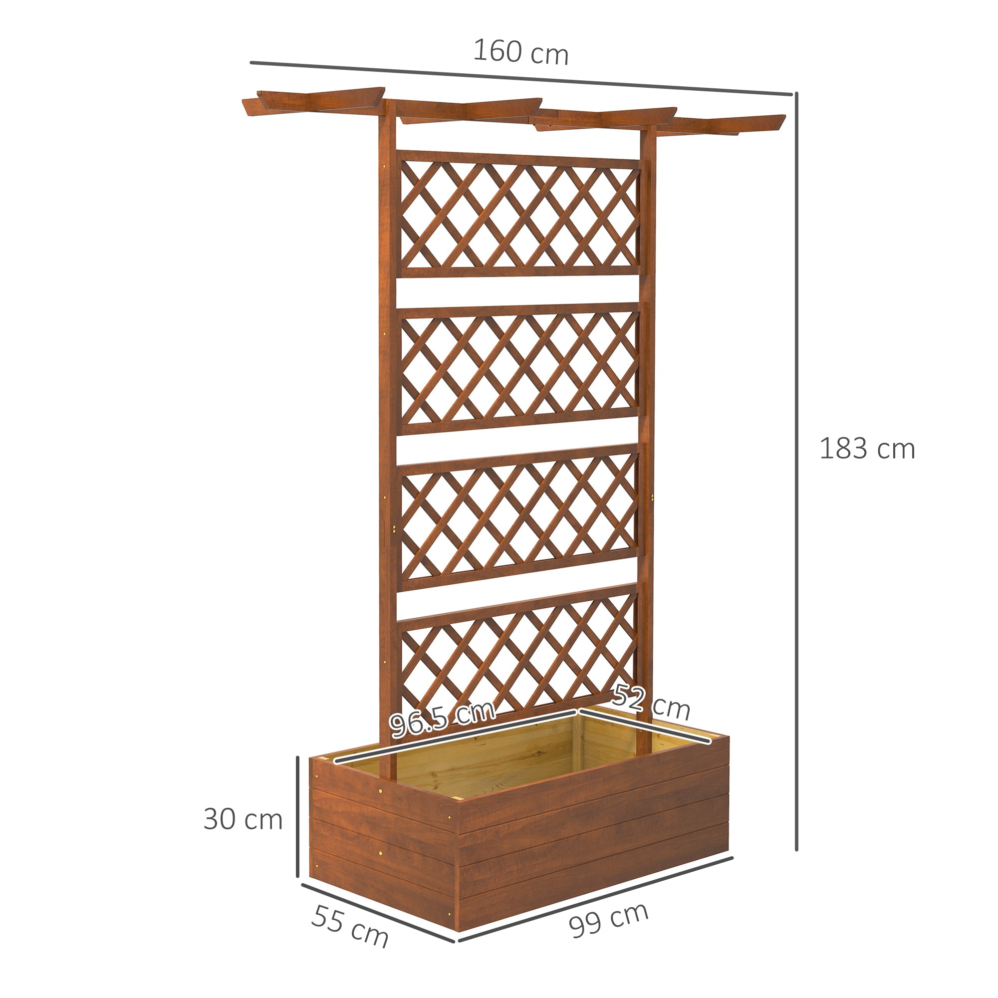 Outsunny Wooden Trellis Planter Box, Raised Garden Bed to Grow Vegetables, Herbs and Flowers, Orange | Aosom UK