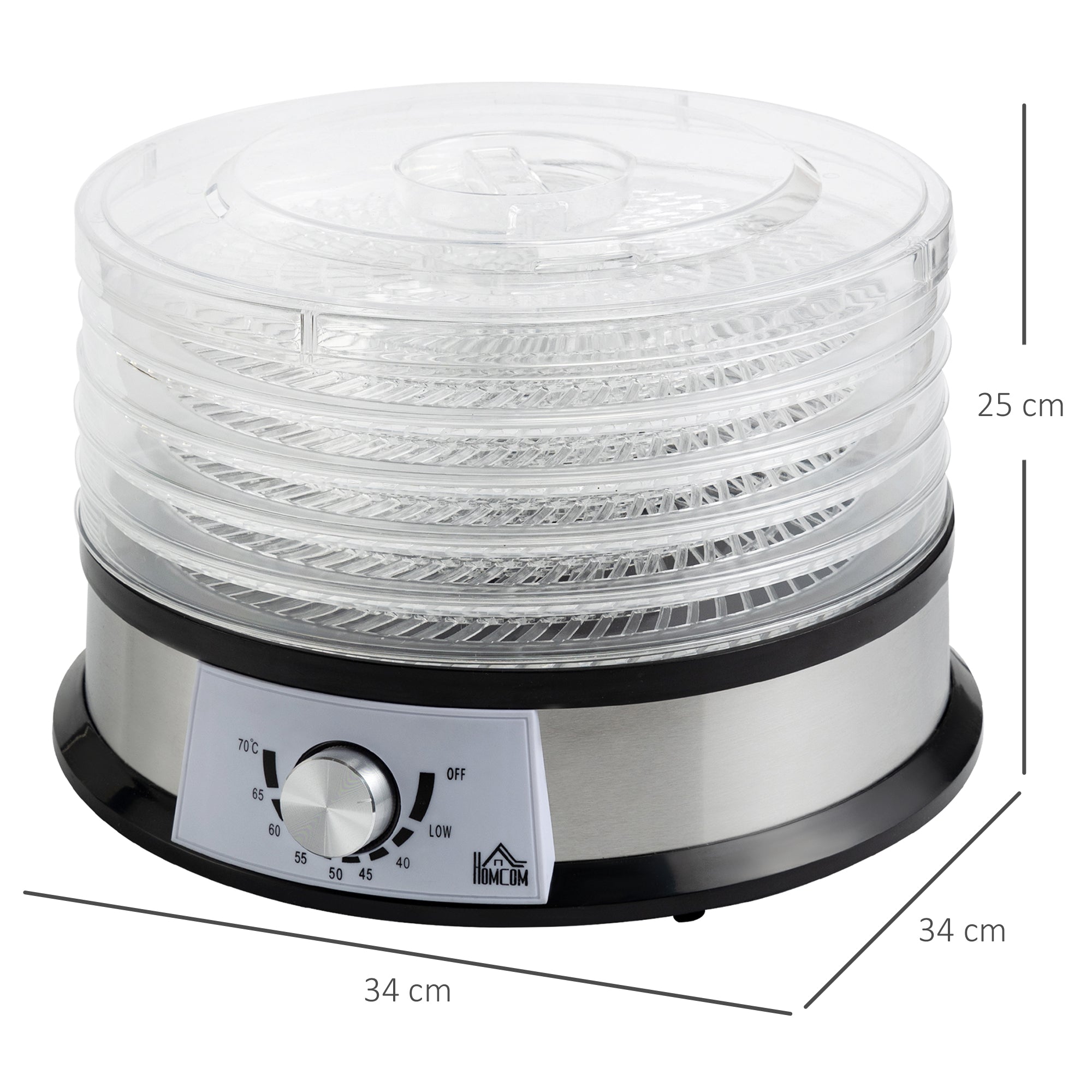 HOMCOM 40-70℃ Five-Tray Food Dehydrator - North Peak Garden Furniture