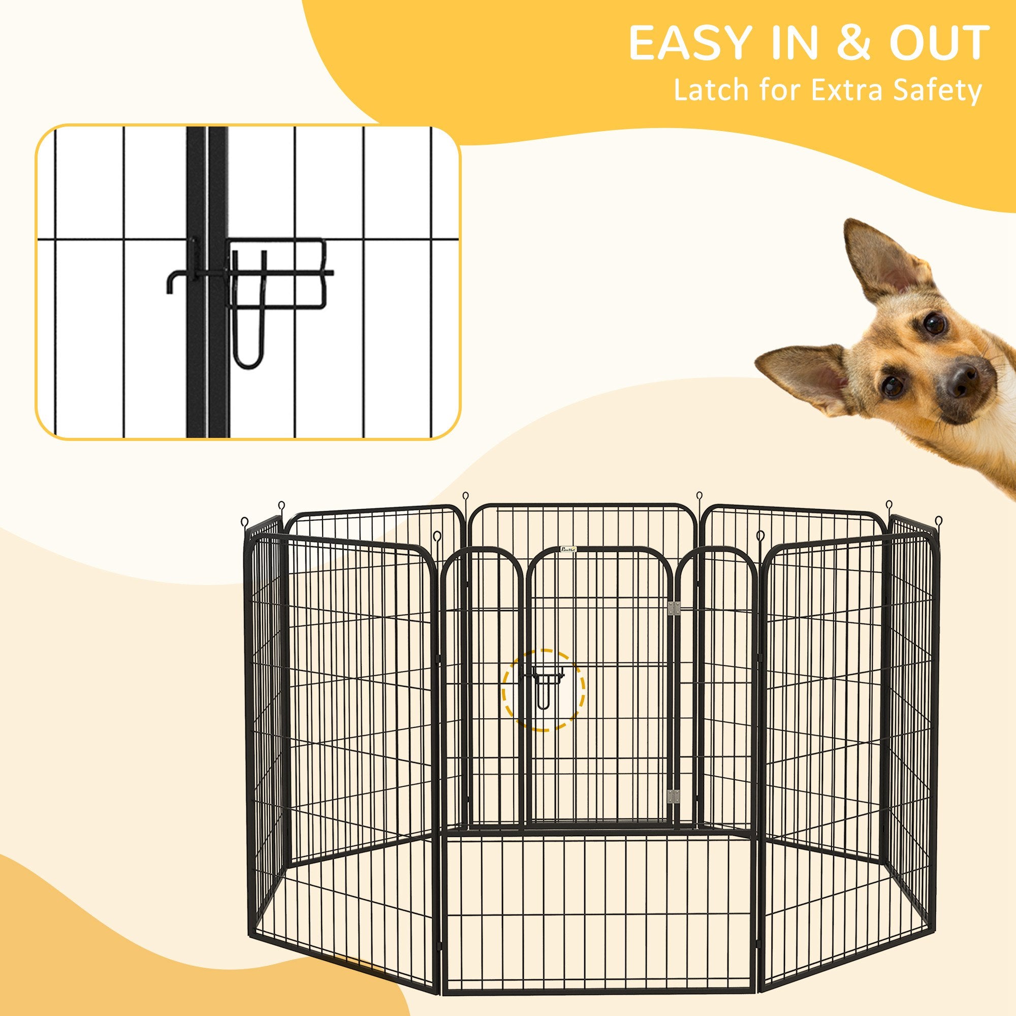 PawHut 8 Panels Heavy Duty Puppy Playpen, for Large, Medium Dogs, Indoor and Outdoor Use - Black - North Peak Garden Furniture