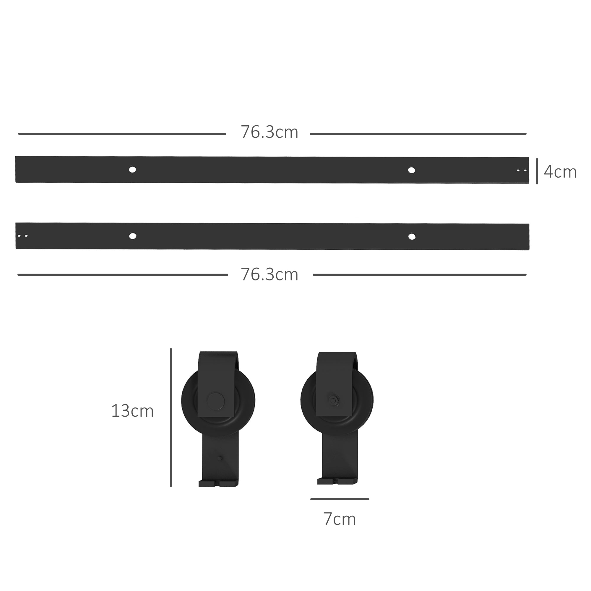 HOMCOM 5ft Bi-Folding Sliding Barn Door Hardware Kit - Black - North Peak Garden Furniture