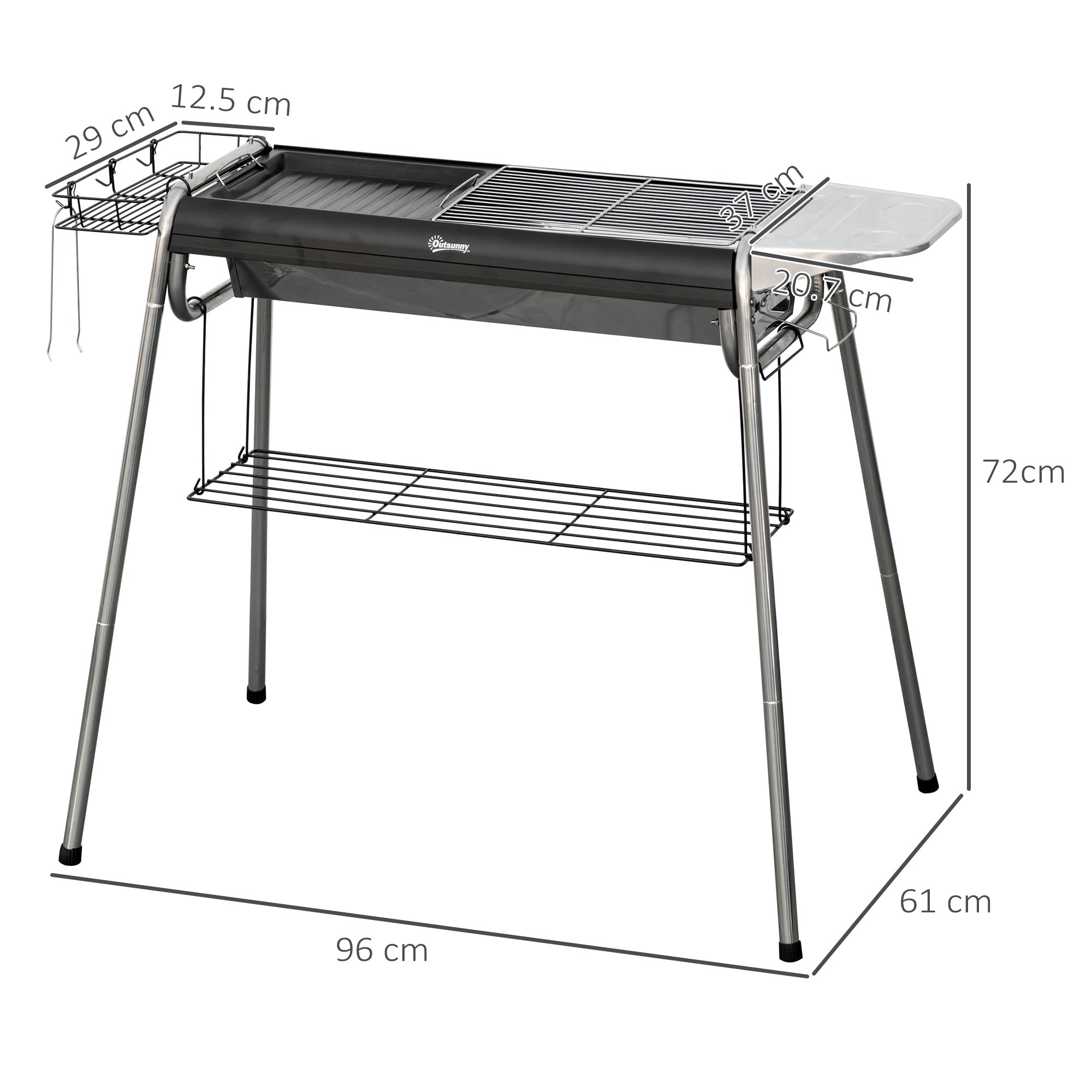 Outsunny Charcoal BBQ Grill - Black - North Peak Garden Furniture