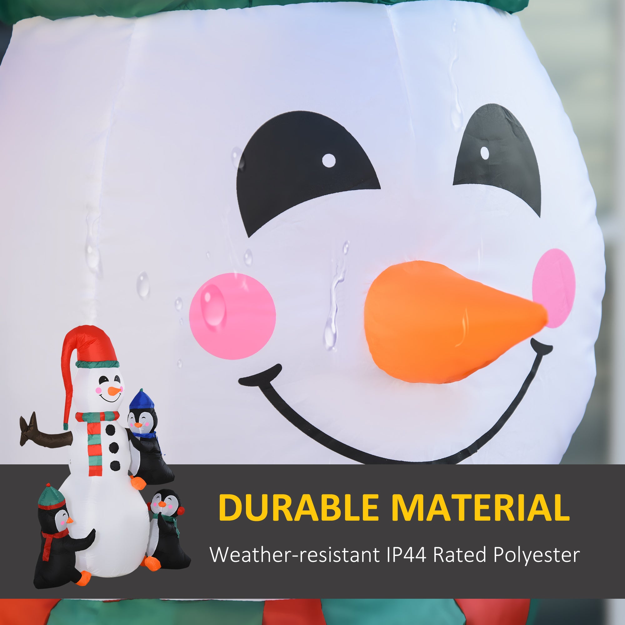 HOMCOM 6ft Inflatable Christmas Snowman with Three Penguins LED Xmas Décor Holiday Outdoor Yard Decoration - North Peak Garden Furniture