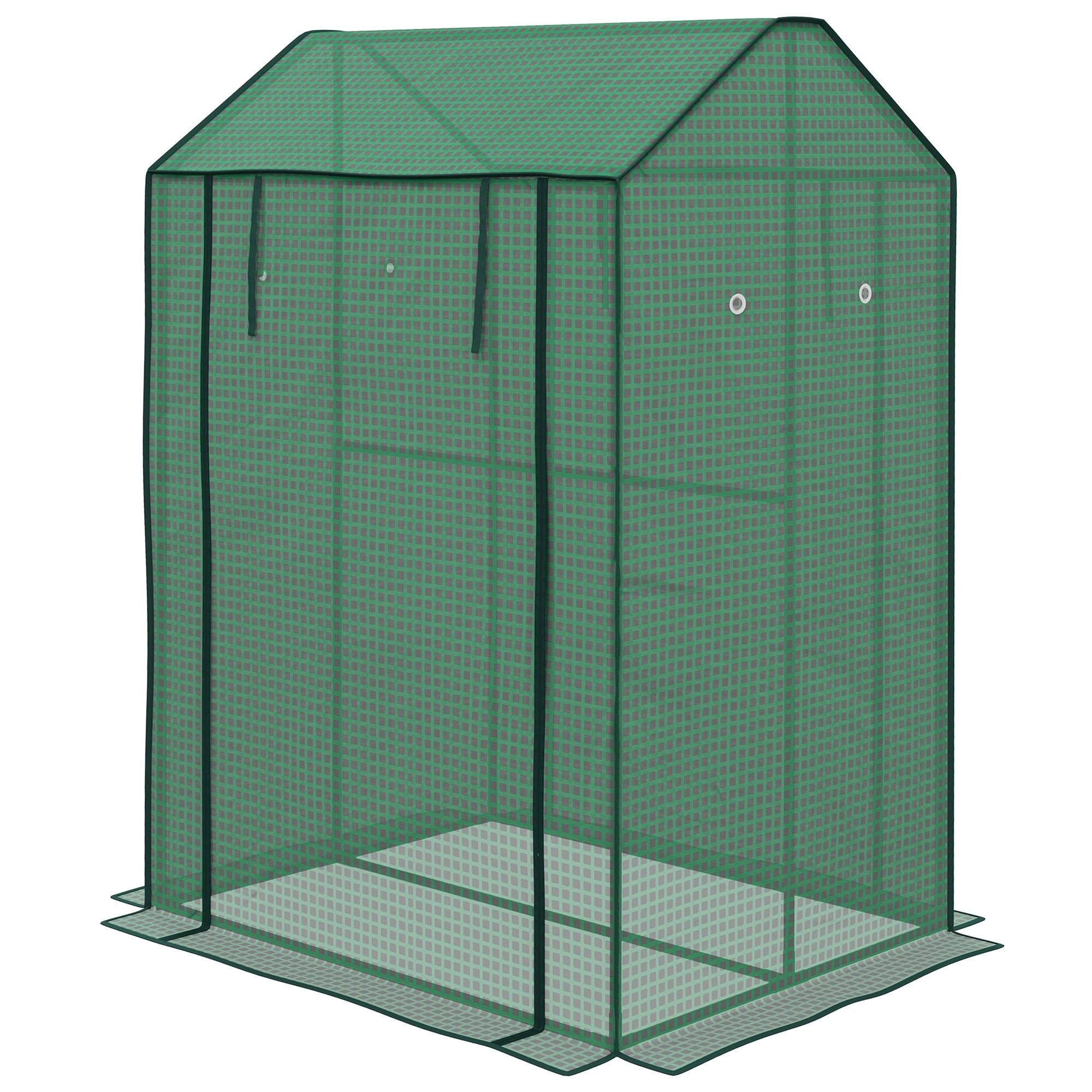 Outsunny Petite Greenhouse: Roll-up Doors, Ventilation Holes, Reinforced Green Cover, 100 x 80 x 150cm | Aosom UK