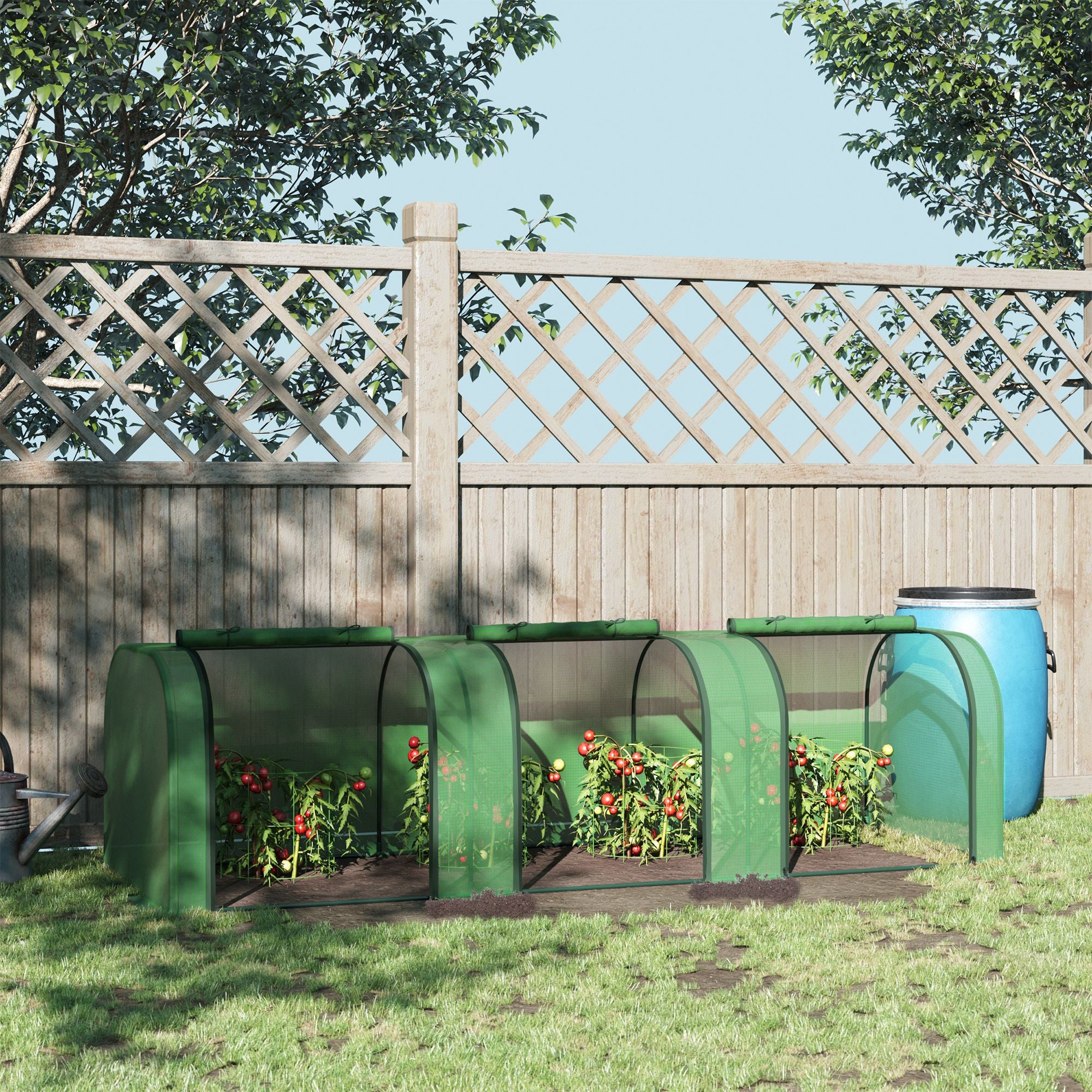 Outsunny Mini Greenhouse, Small Polytunnel Green House with Zipped Doors, Steel Frame for Garden Backyard, 295 x 100 x 80cm, Green - North Peak Garden Furniture