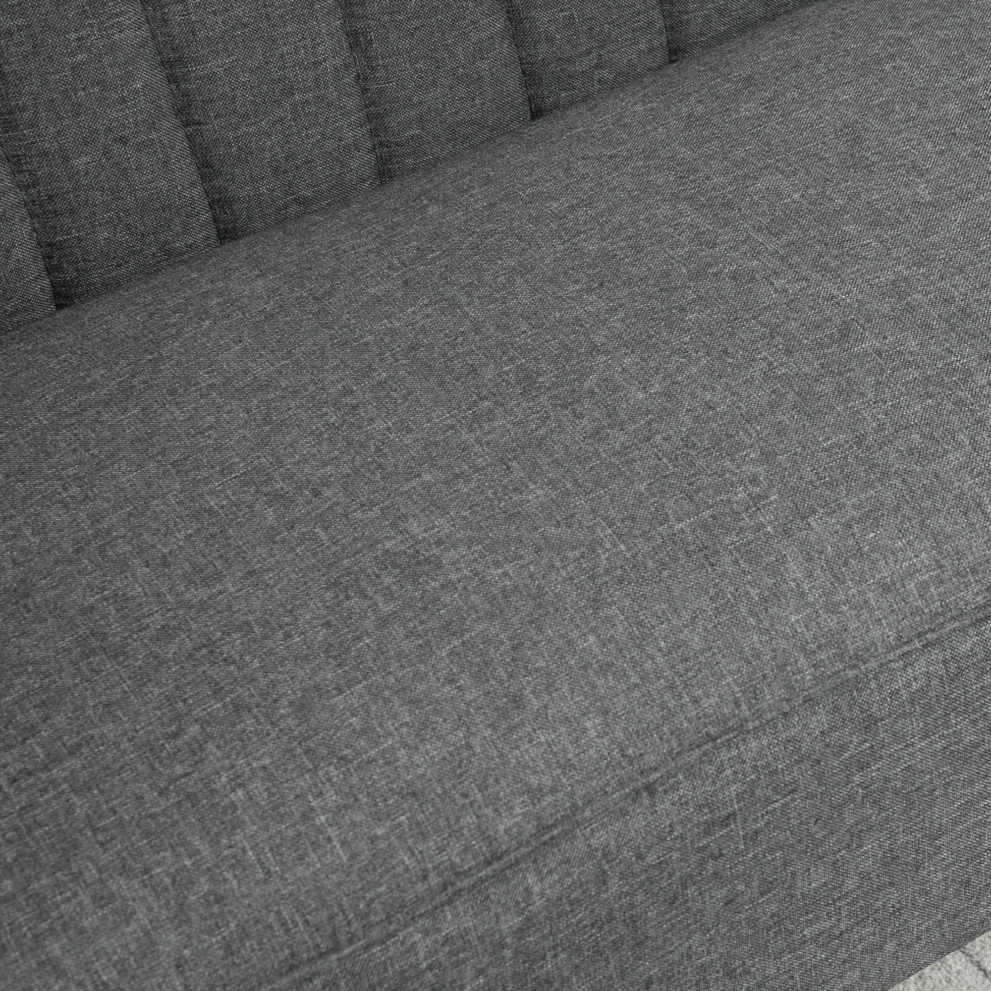 HOMCOM Modern Double Seat Sofa Loveseat Couch 2 Seater Compact Sofa Padded Linen Wood Leg Grey - North Peak Garden Furniture
