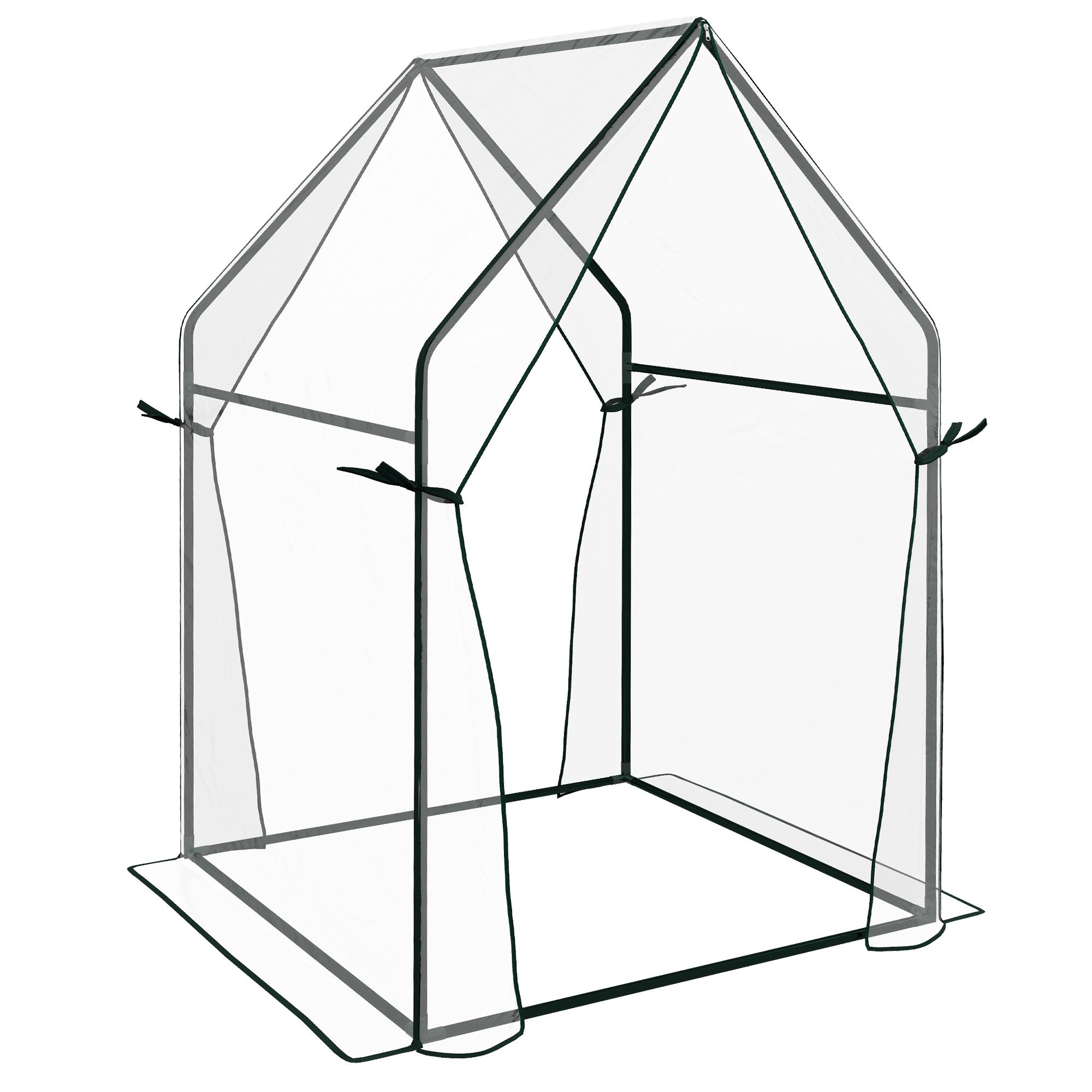 Outsunny Mini Greenhouse, Garden Tomato Growhouse with 2 Zipped Doors, Portable Indoor Outdoor Green House, 90 x 90 x 145cm, Clear - North Peak Garden Furniture