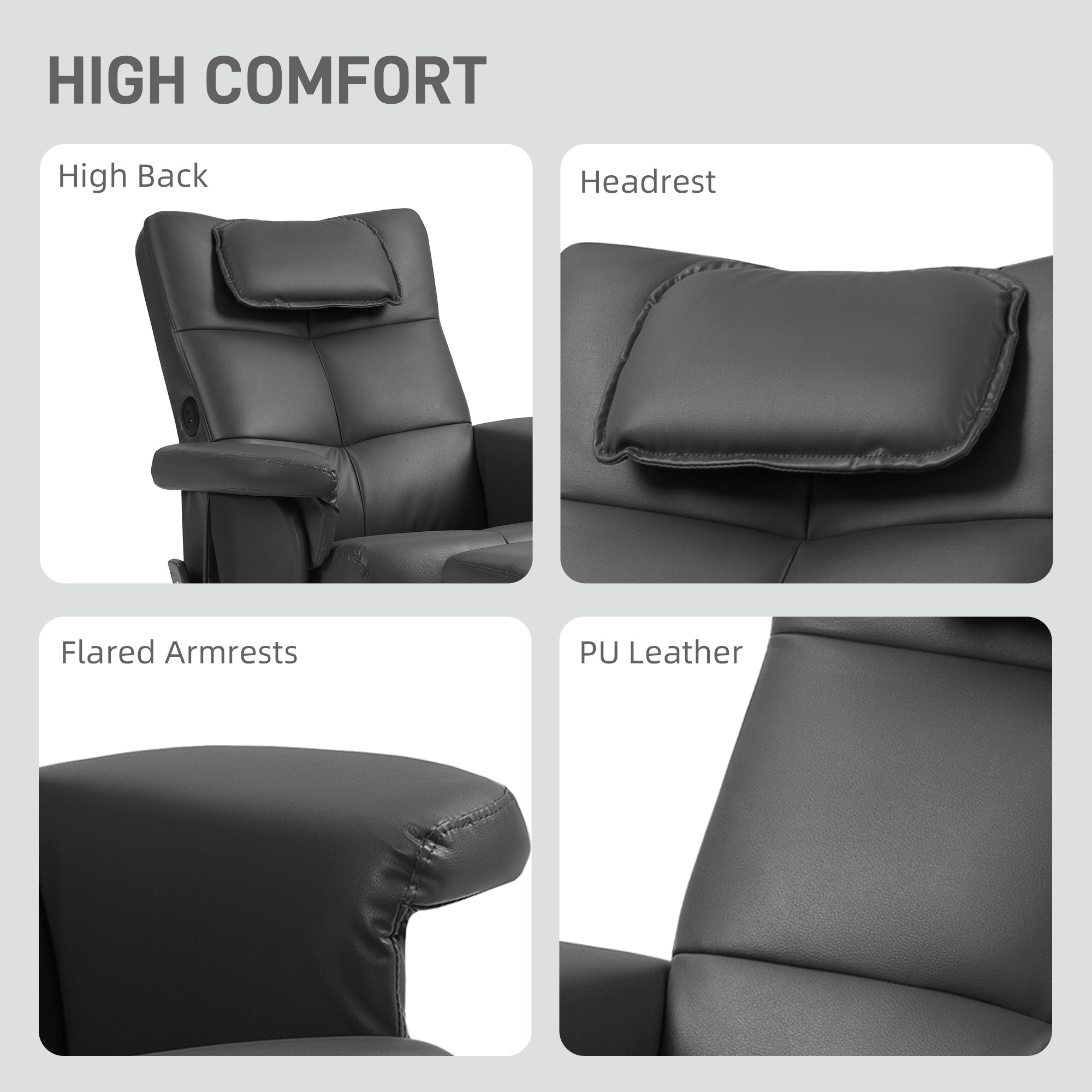 HOMCOM Faux Leather Massage Recliner Chair, with Storage Ottoman - Black - North Peak Garden Furniture